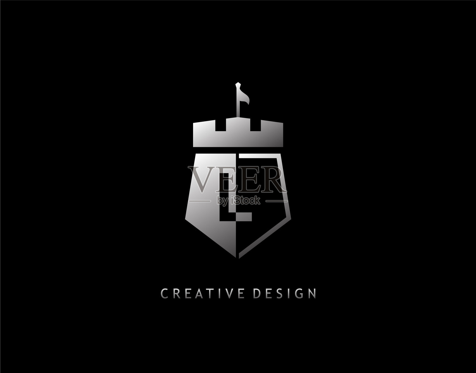 字母银盾图标负spave插画图片素材