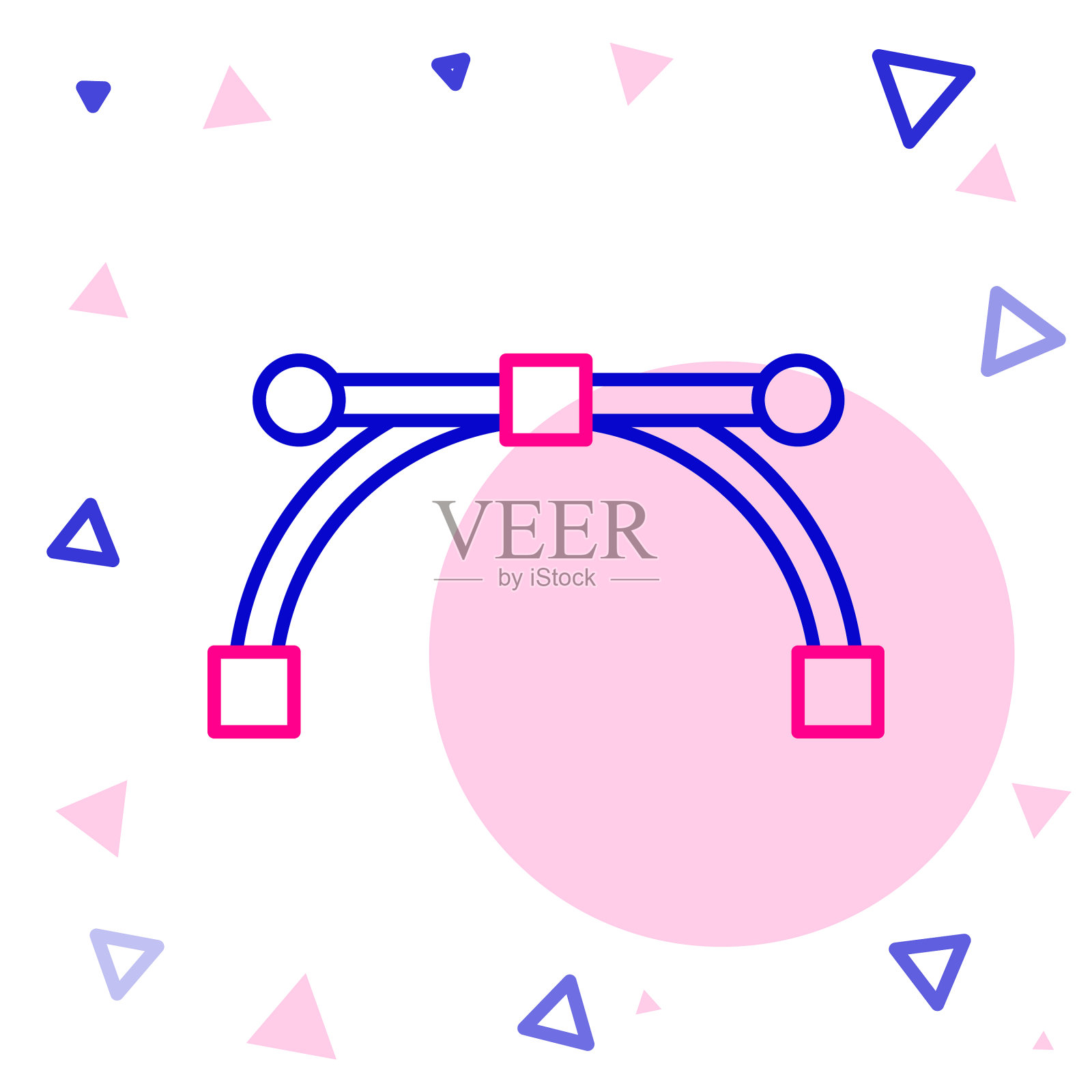 直线贝塞尔曲线图标孤立在白色插画图片素材