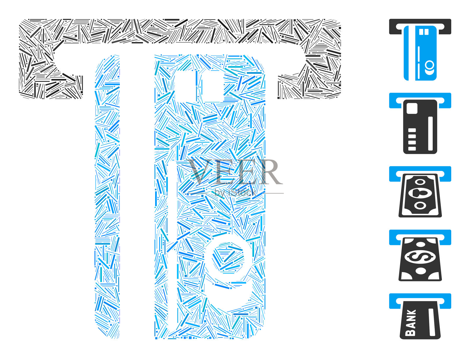Hatch拼贴ATM机图标插画图片素材
