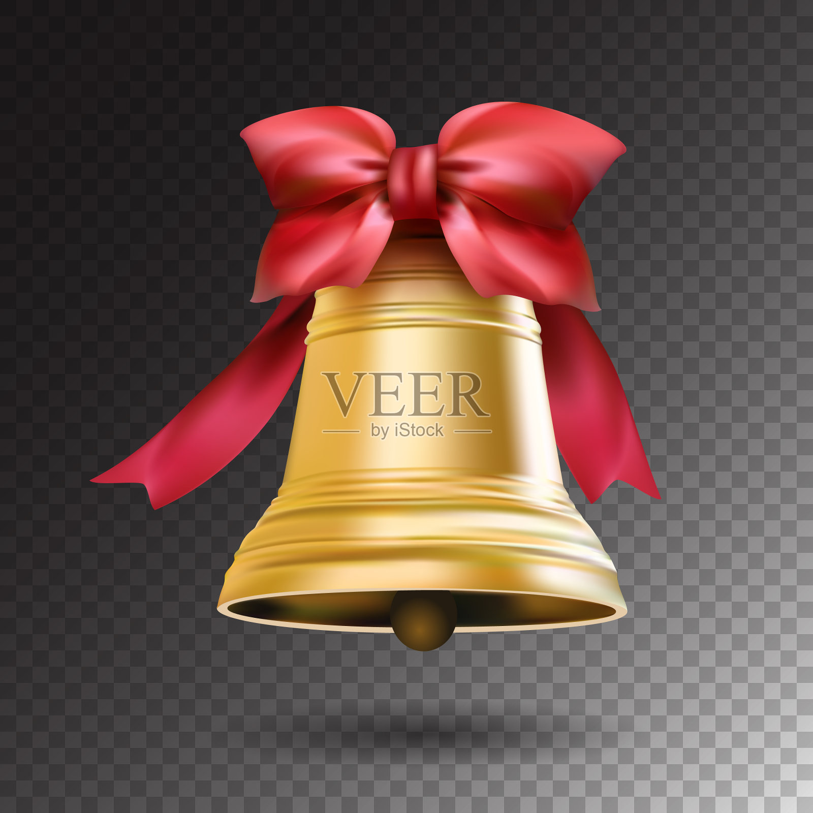 圣诞金铃用红丝带和一个蝴蝶结插画图片素材