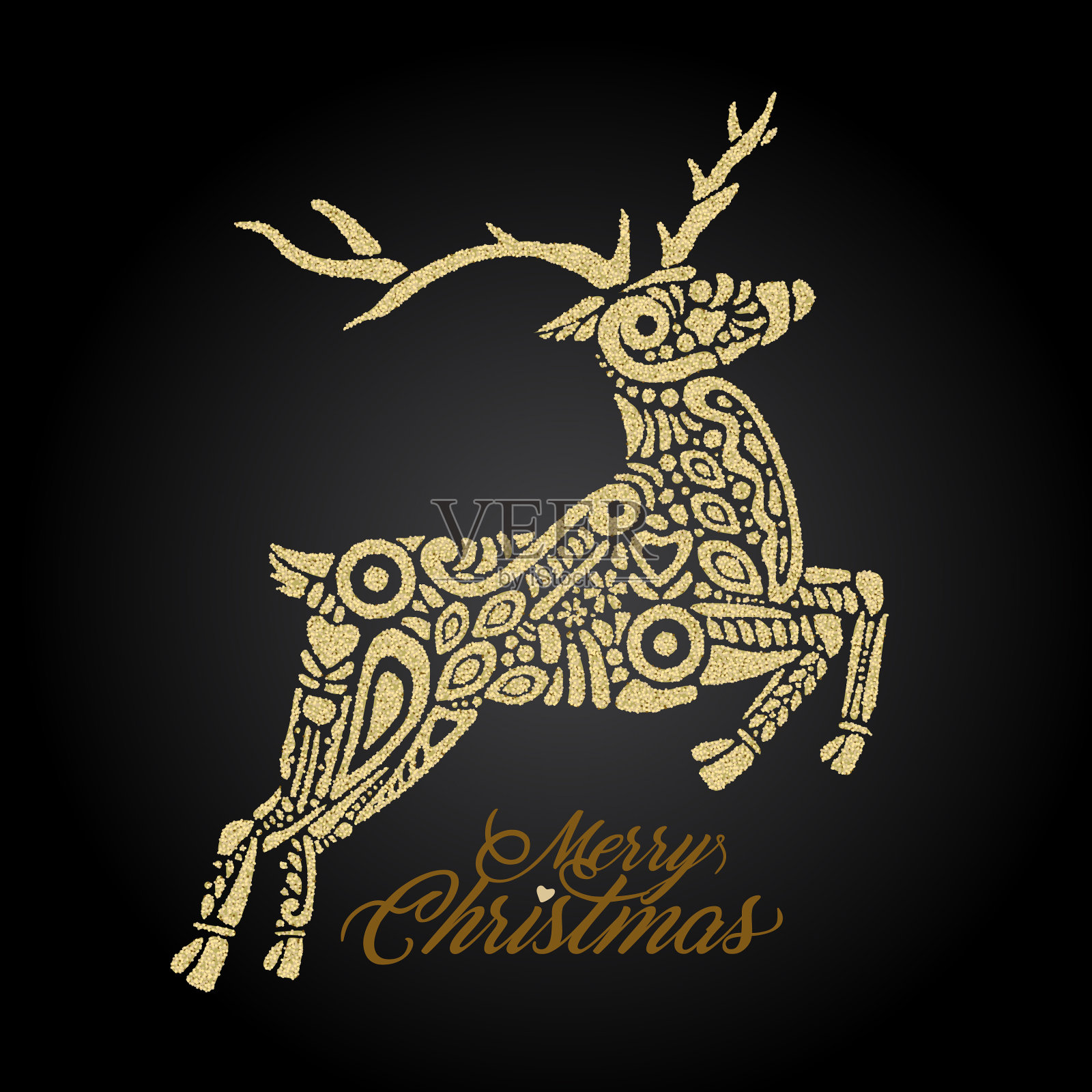 金色的剪影跳跃森林或北方插画图片素材