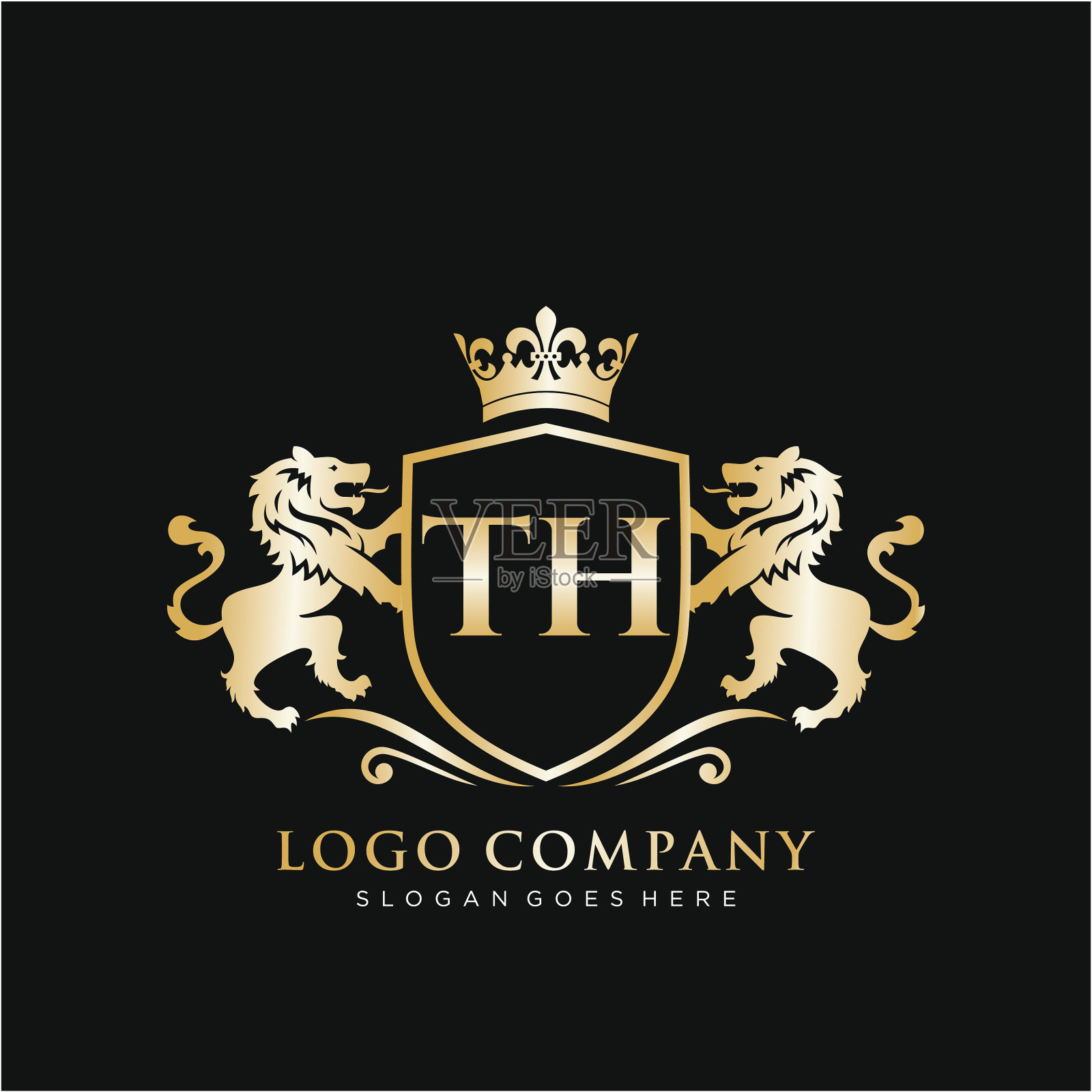 首字母以狮王徽为模板插画图片素材