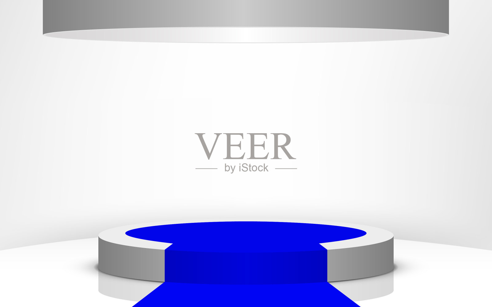 白色的讲台，蓝色的地毯和聚光灯插画图片素材