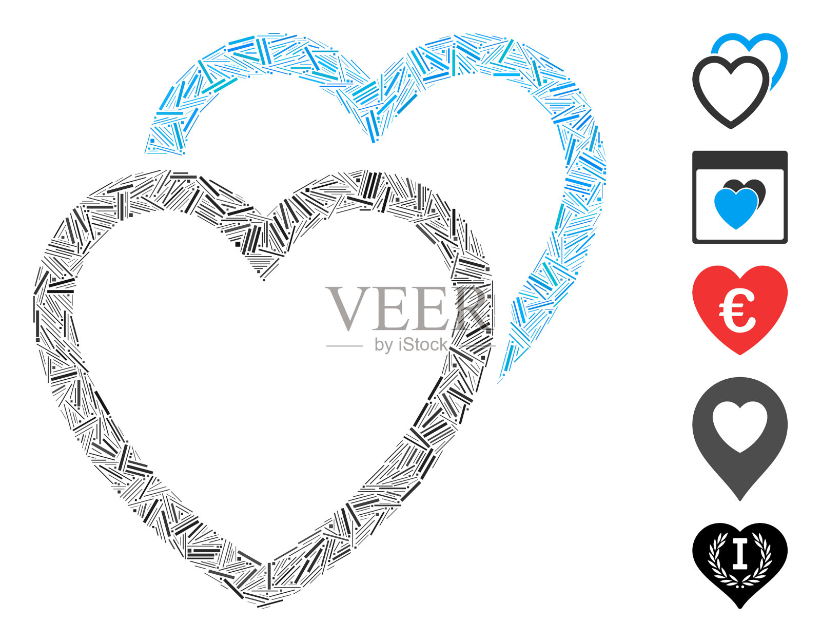 线条马赛克爱心图标插画图片素材