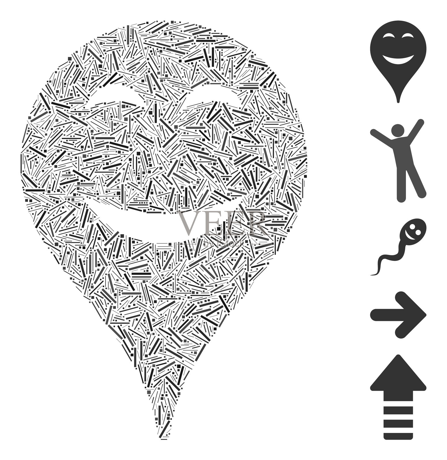 Hatch马赛克愉快的笑脸地图标记图标插画图片素材