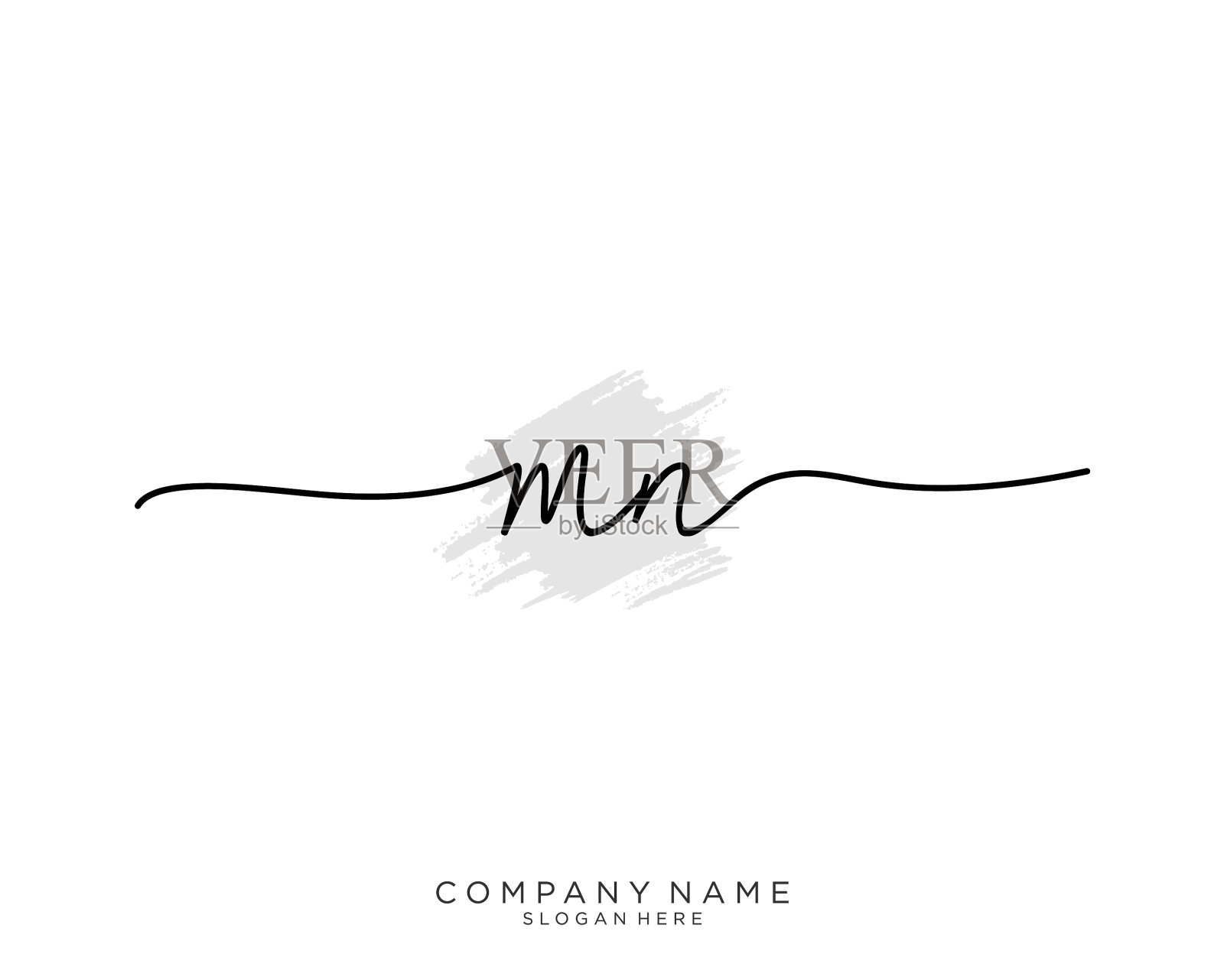 Mn初始手写标识设计插画图片素材