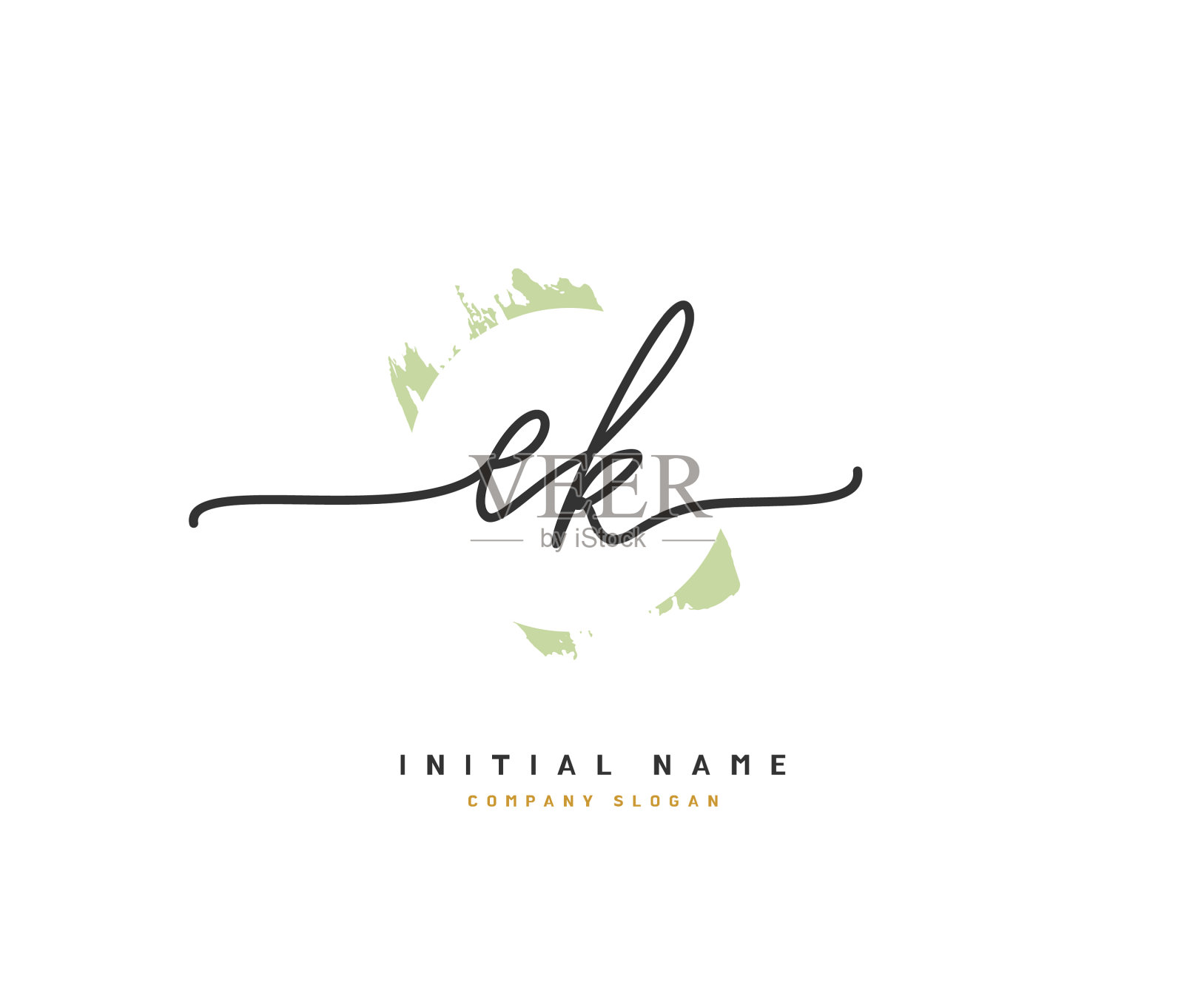 E k k美初始标识手写标识插画图片素材