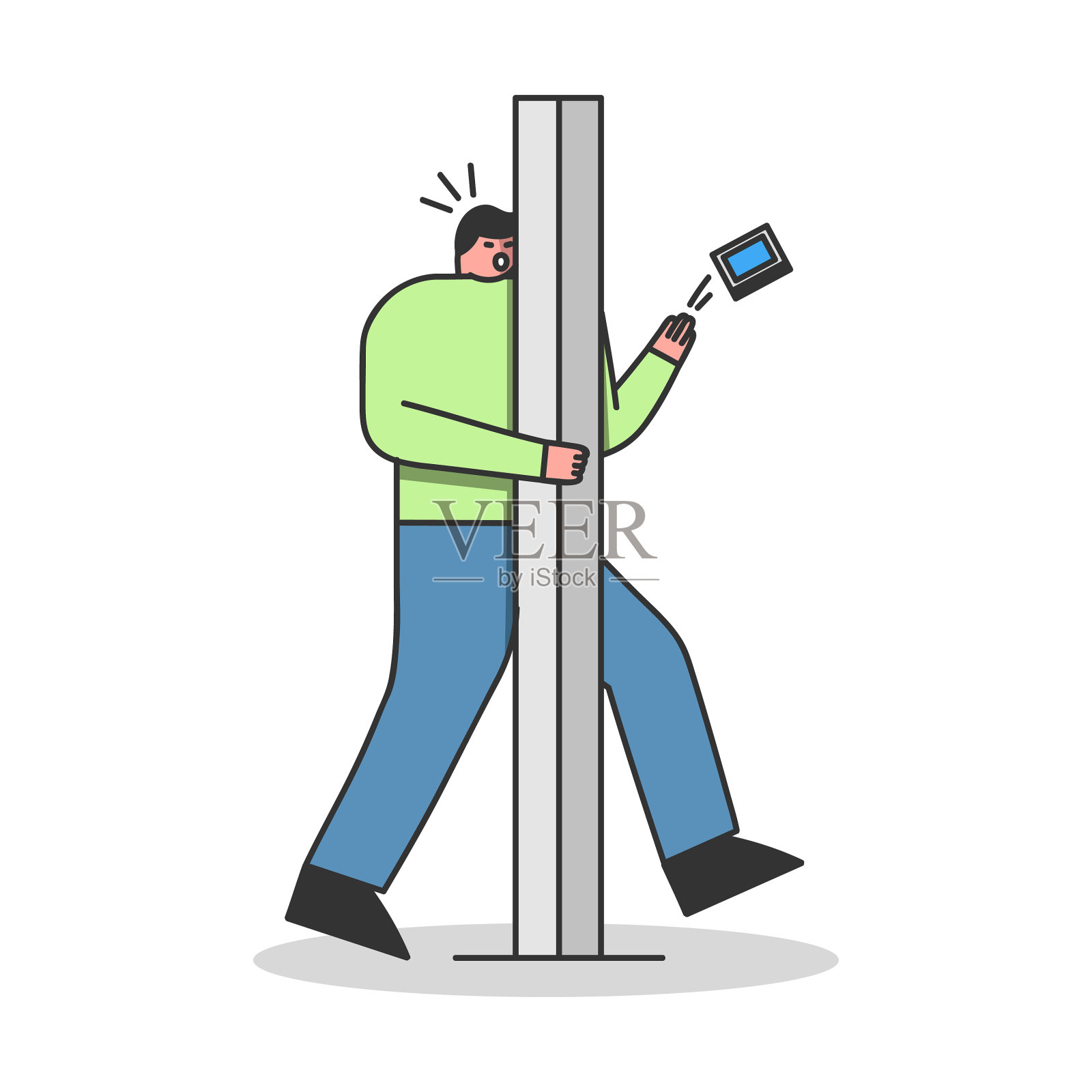 手机撞到路边柱子的男人发短信设计元素图片
