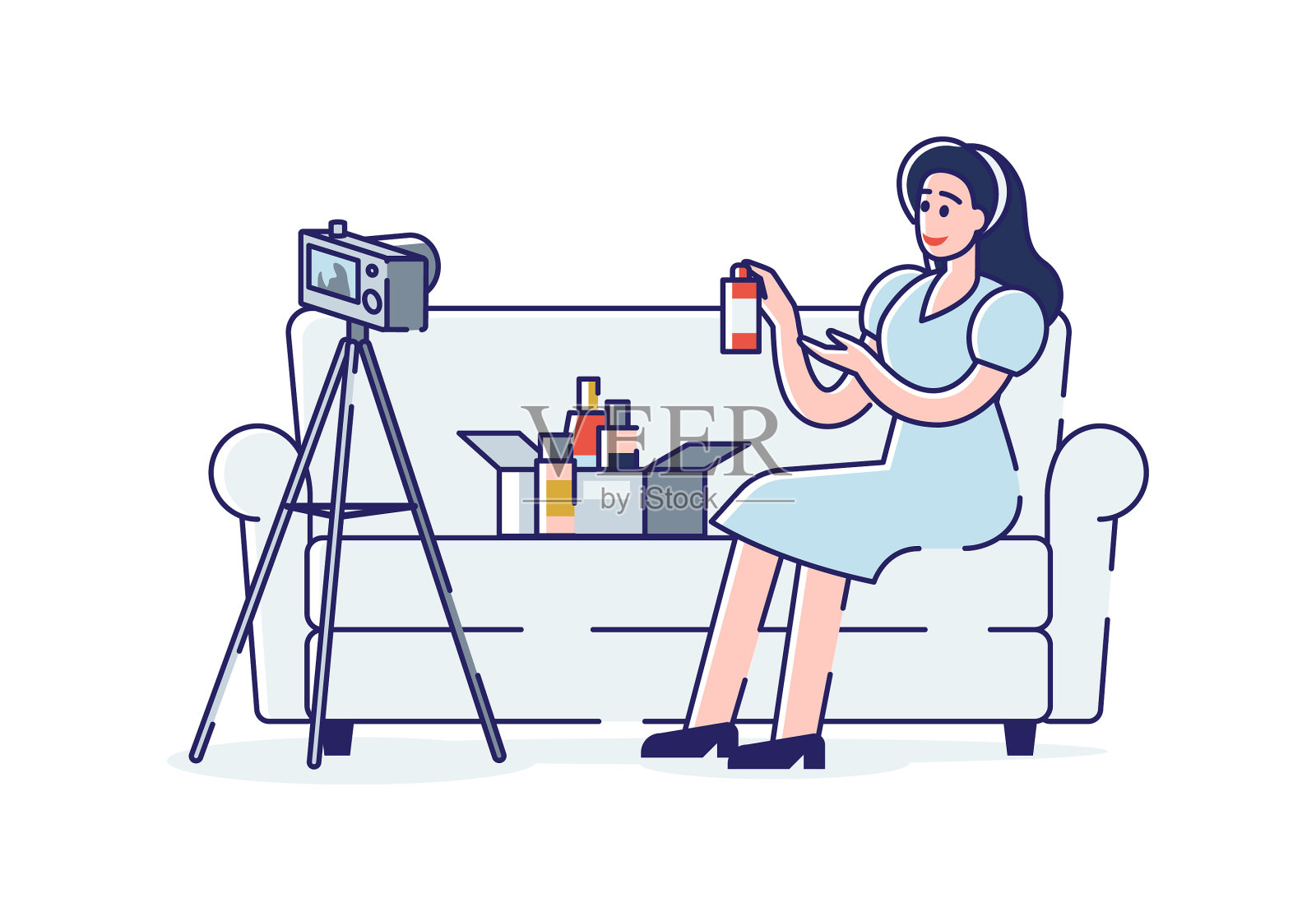 少女美容博客为频道拍摄新视频设计元素图片