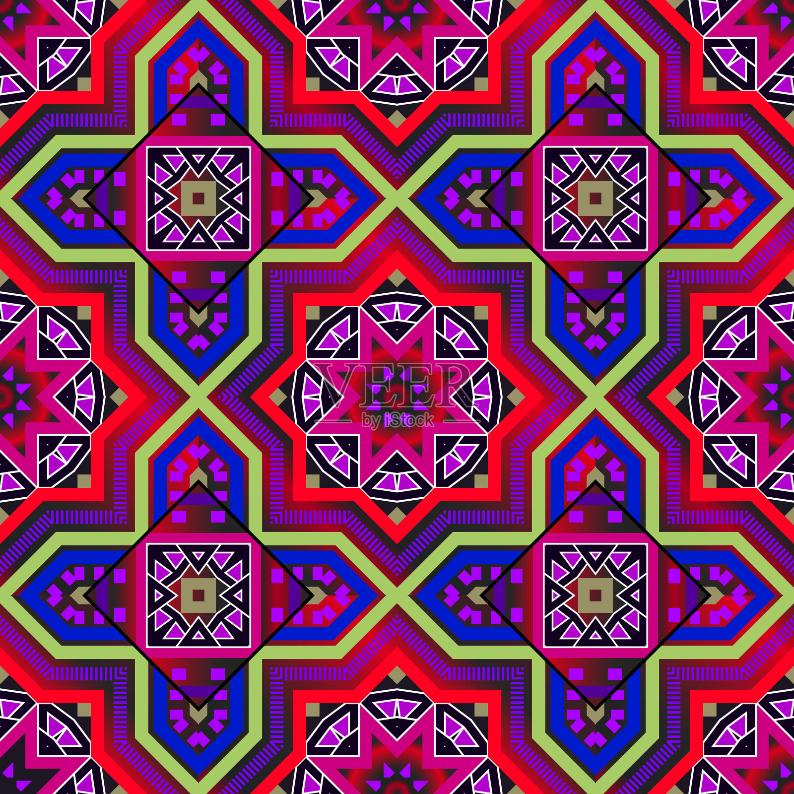 阿拉伯式彩色无缝图案插画图片素材