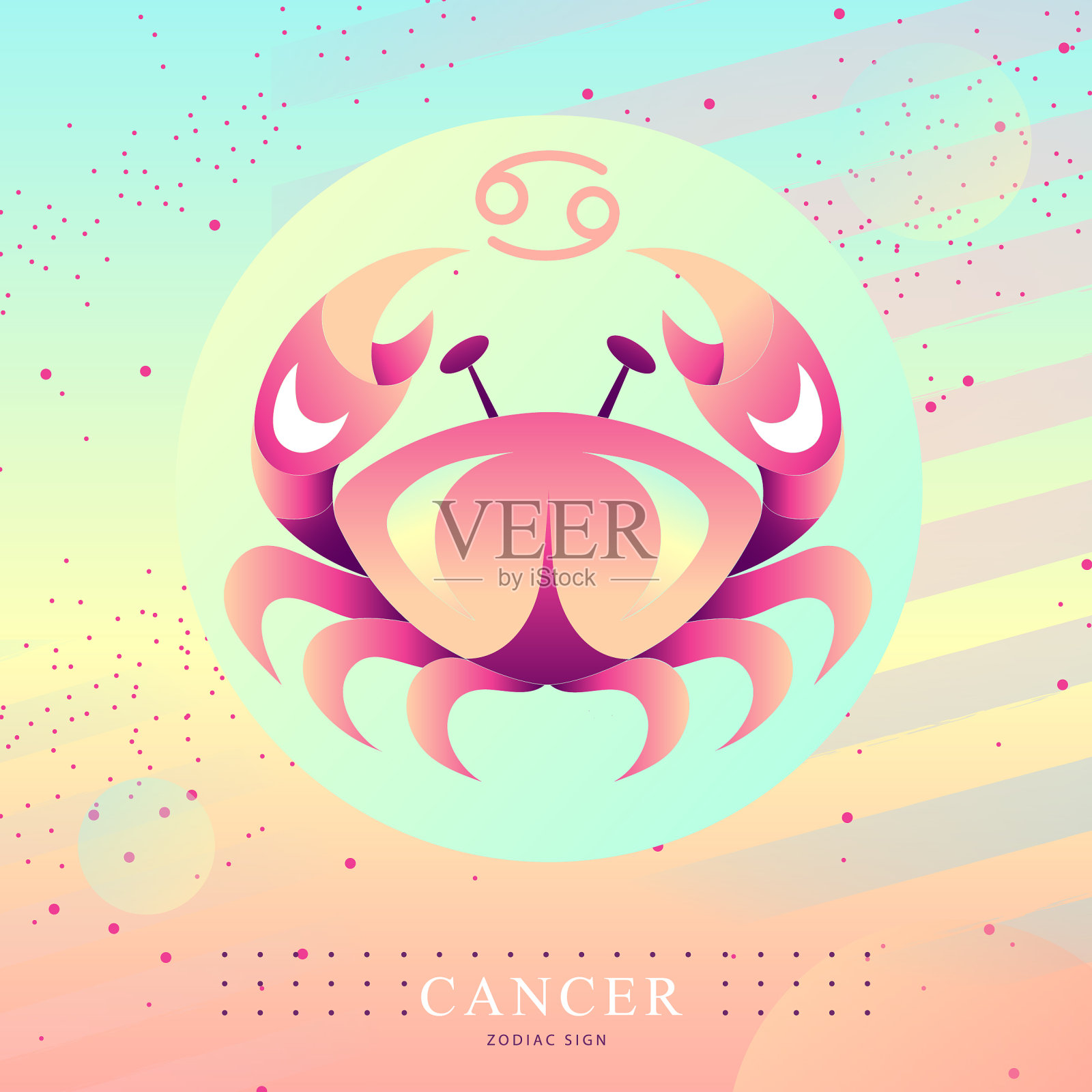 邪术卡与星相巨蟹座星座插画图片素材