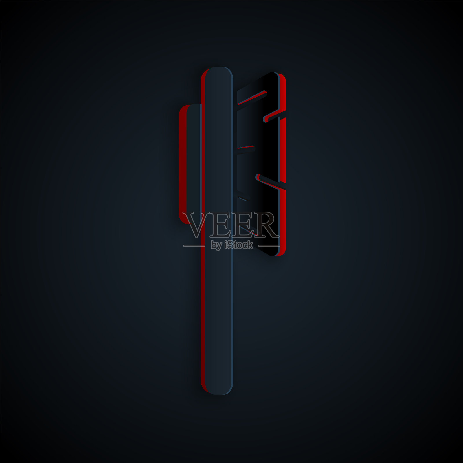 剪纸毛刷图标孤立在黑色图标素材