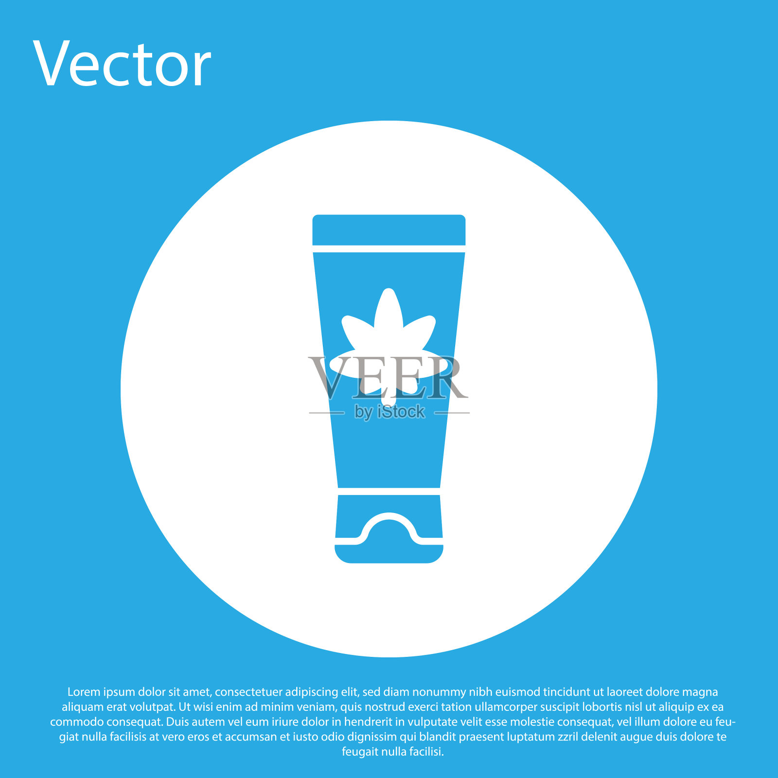 含有大麻或大麻叶的蓝色药膏插画图片素材