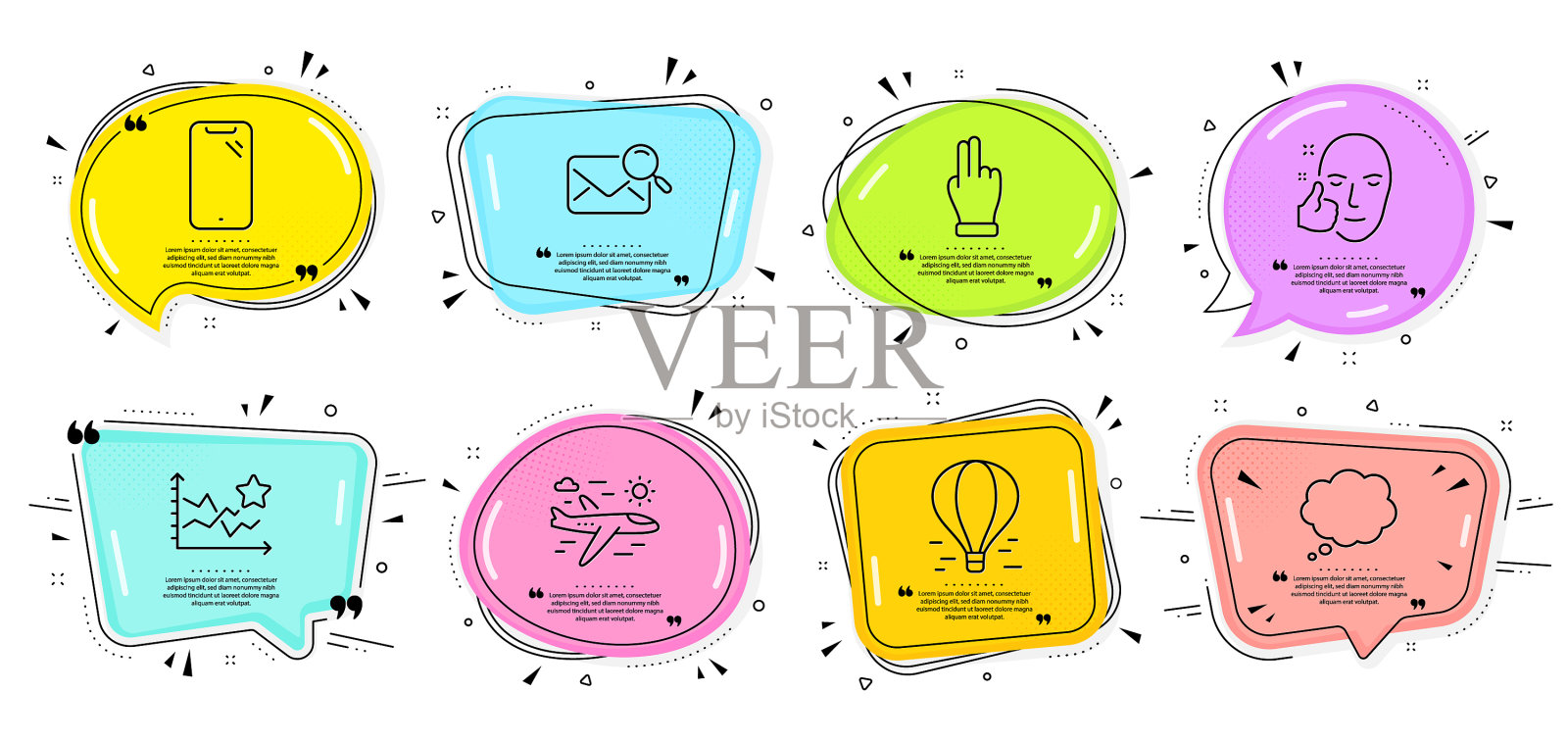 智能手机搜索邮件和飞机旅行图标图标素材