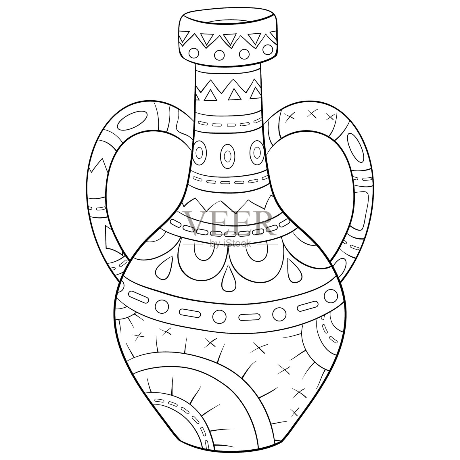 成人涂色书，可爱的花瓶设计元素图片