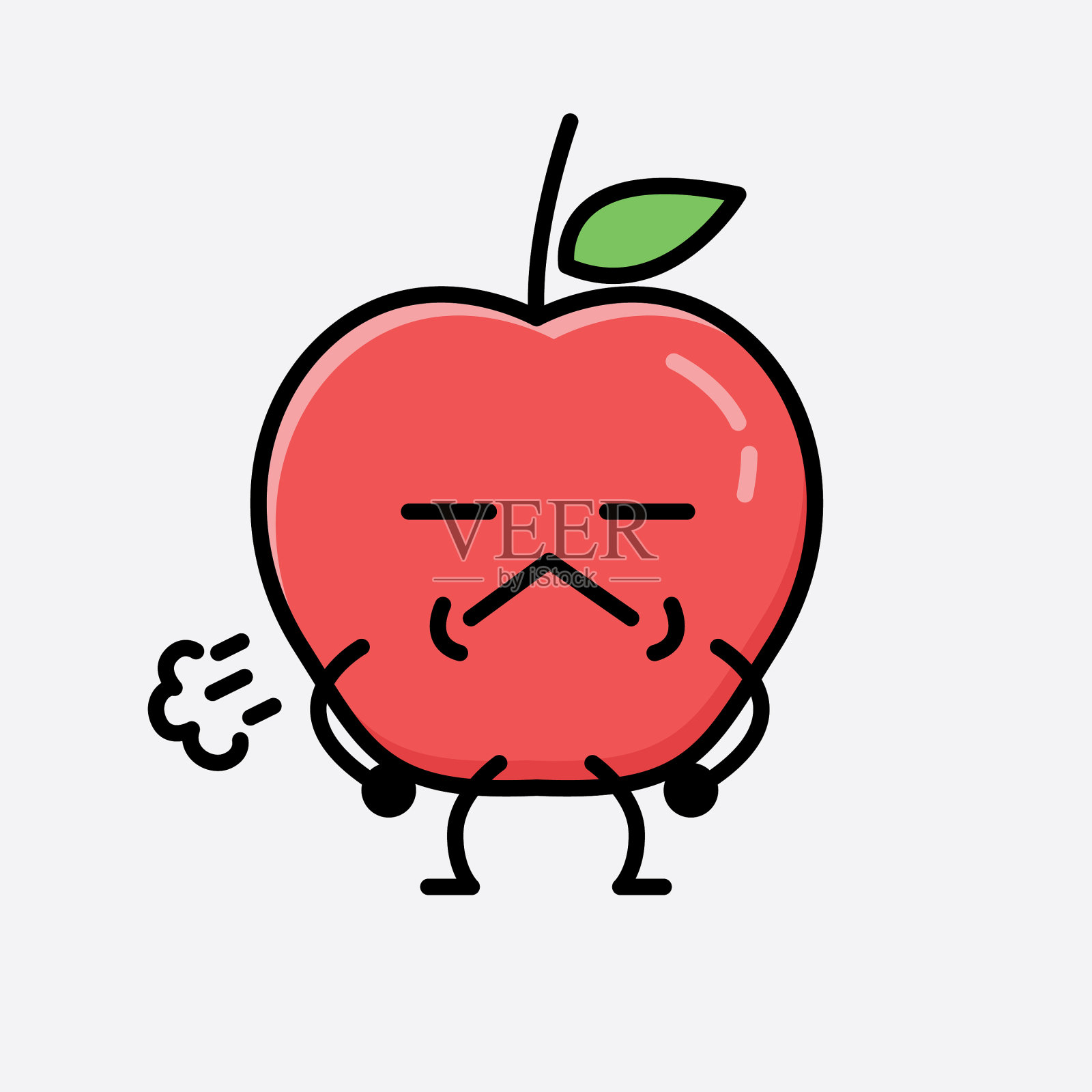 可爱的苹果水果吉祥物人物在平面设计插画图片素材