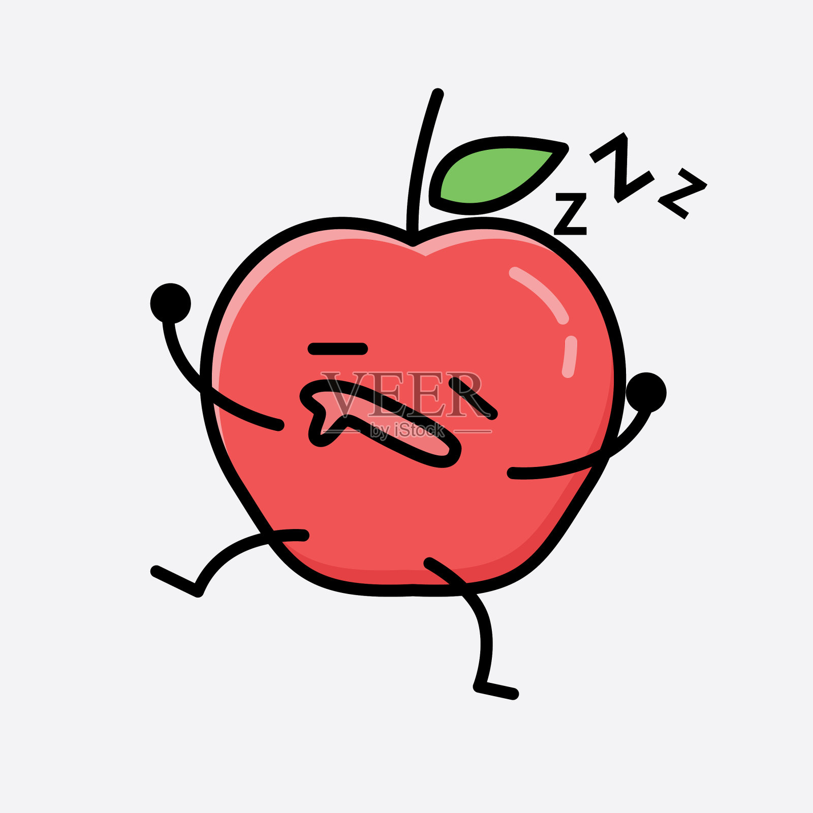 可爱的苹果水果吉祥物人物在平面设计插画图片素材