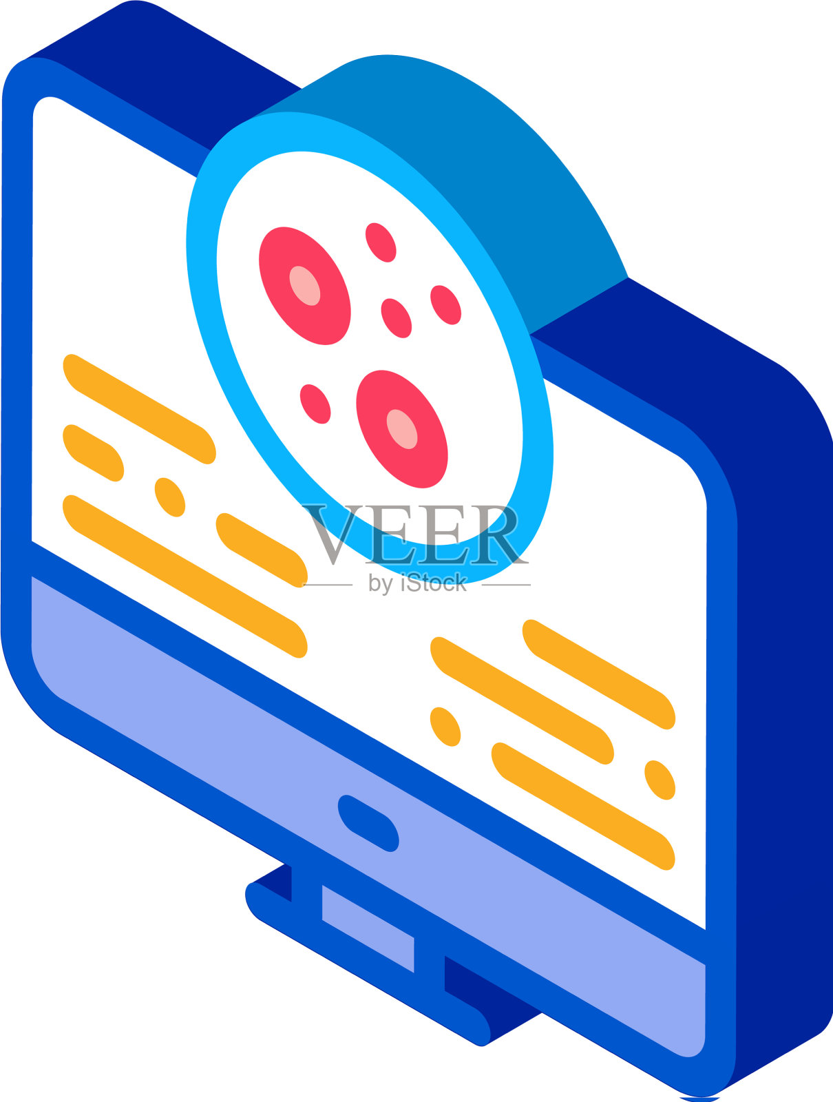 计算机研究皮肤问题的等距图标设计元素图片