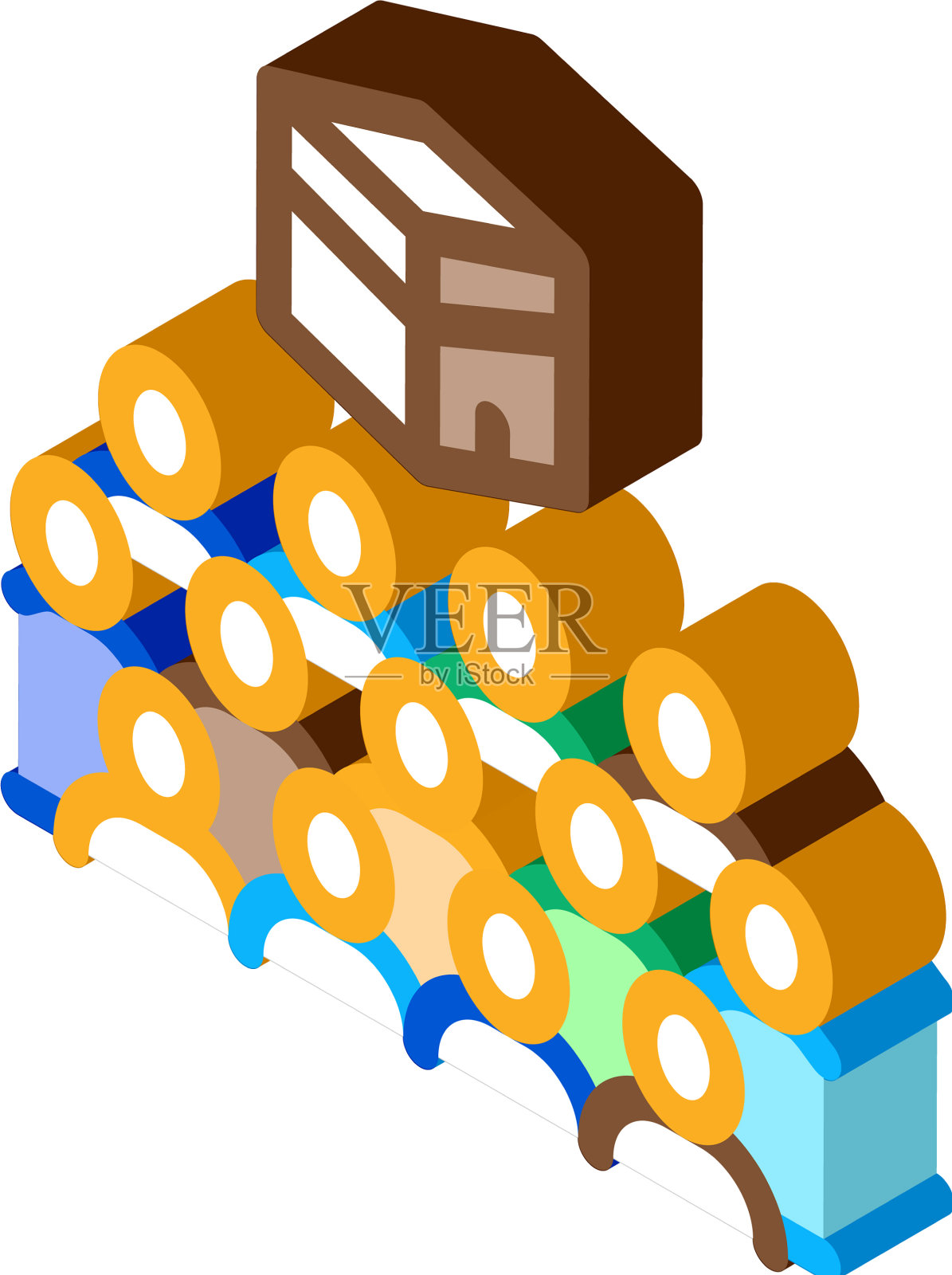 看着人们在克尔白等距图标设计元素图片