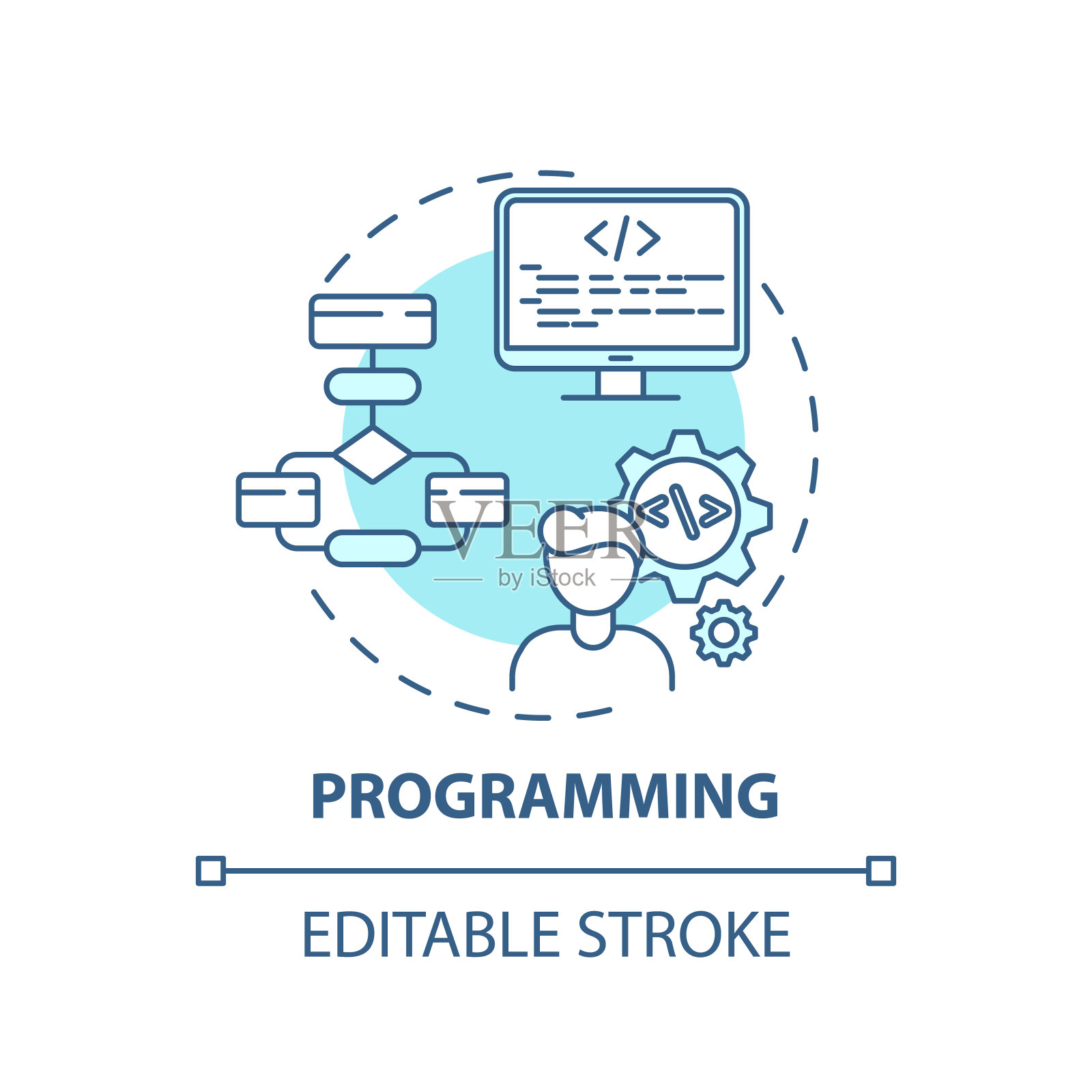 编程概念的图标插画图片素材