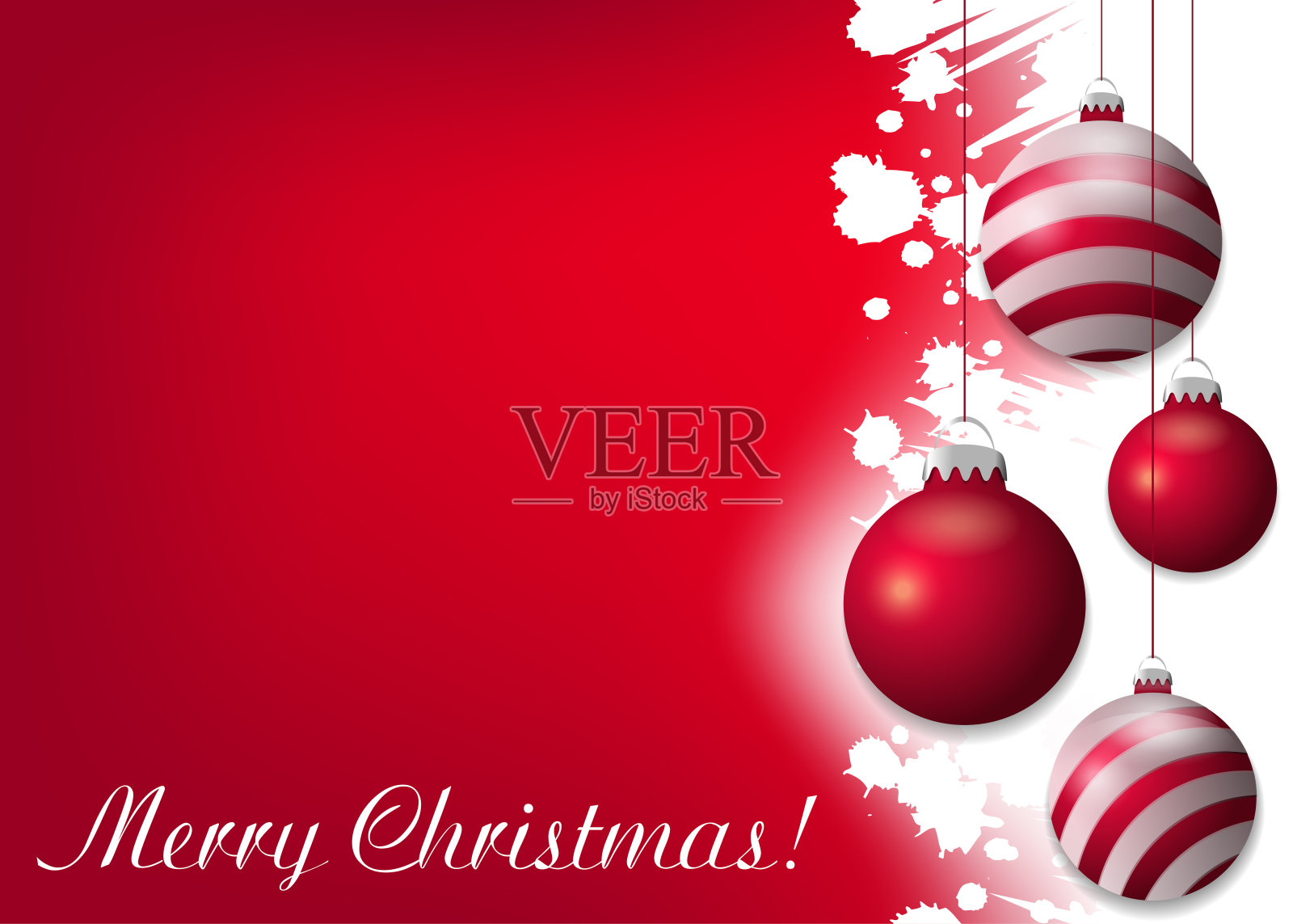 红色的圣诞背景与红色的小玩意。假日设计的装饰元素。向量设计模板素材