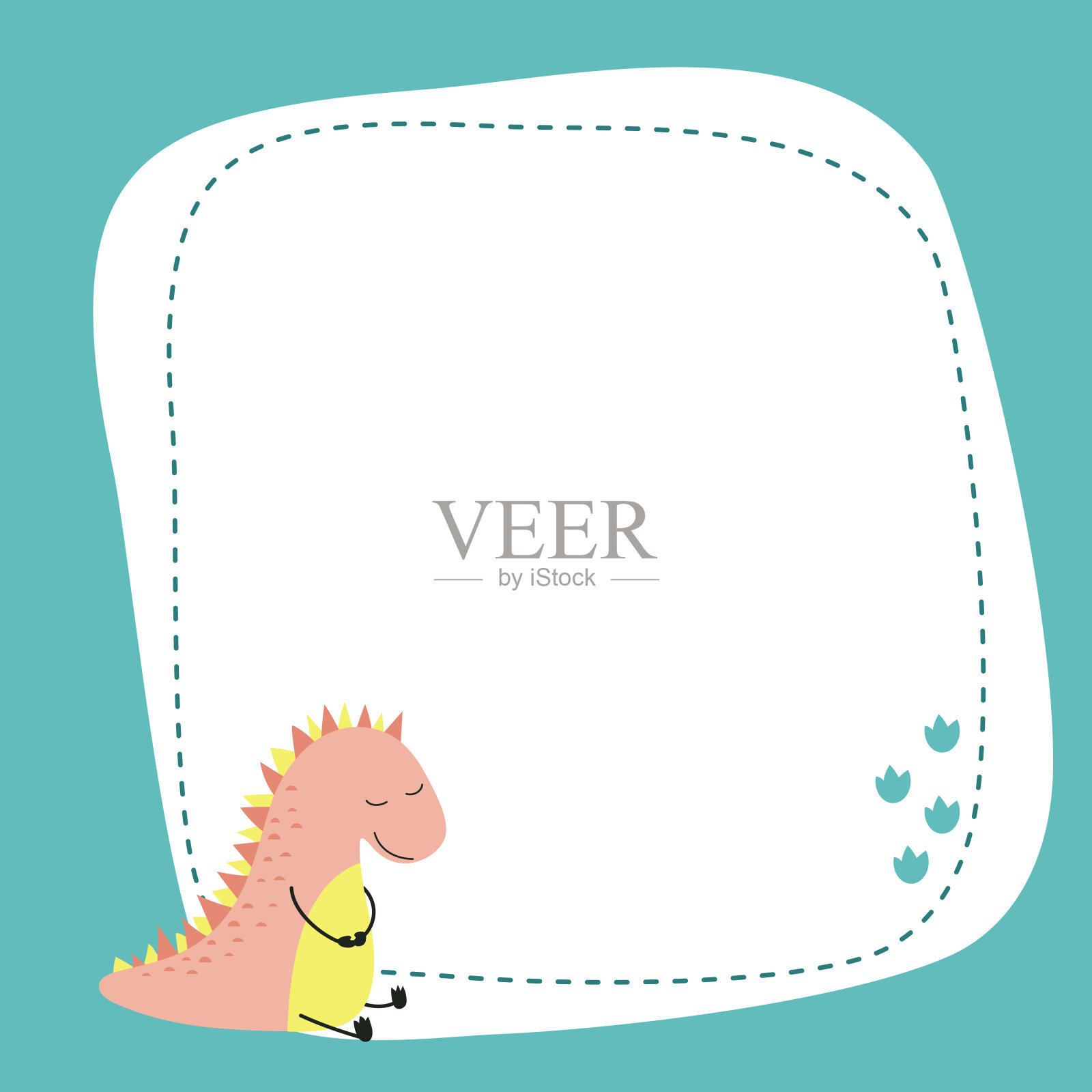 卡通恐龙贺卡。插画图片素材