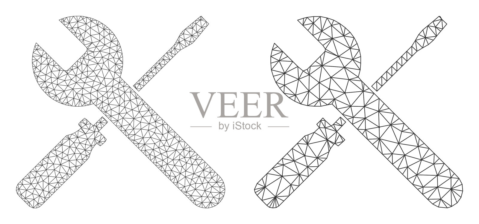 螺丝刀和扳手的图标-三角形插画图片素材