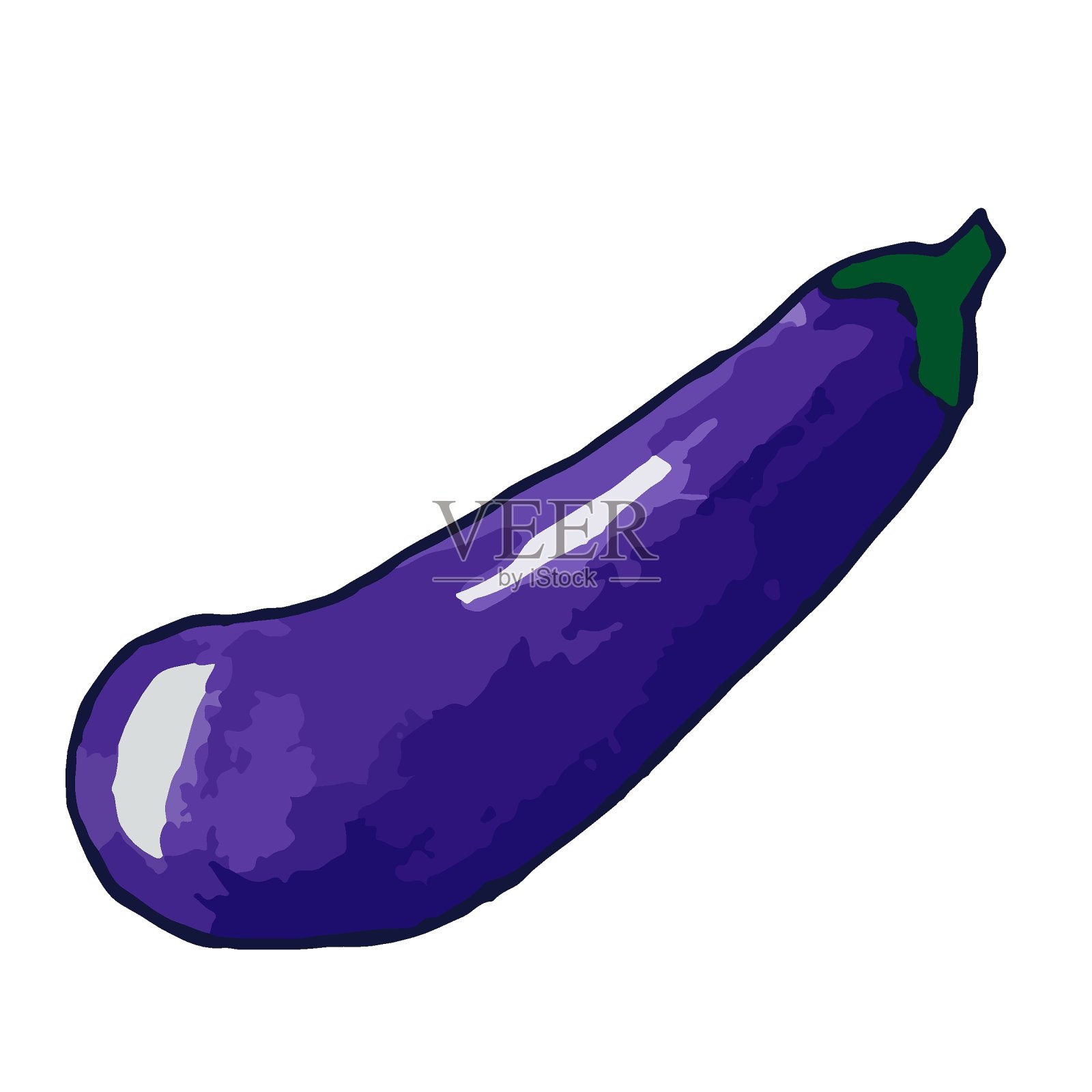 紫色的茄子。立体手绘，矢量。设计元素图片