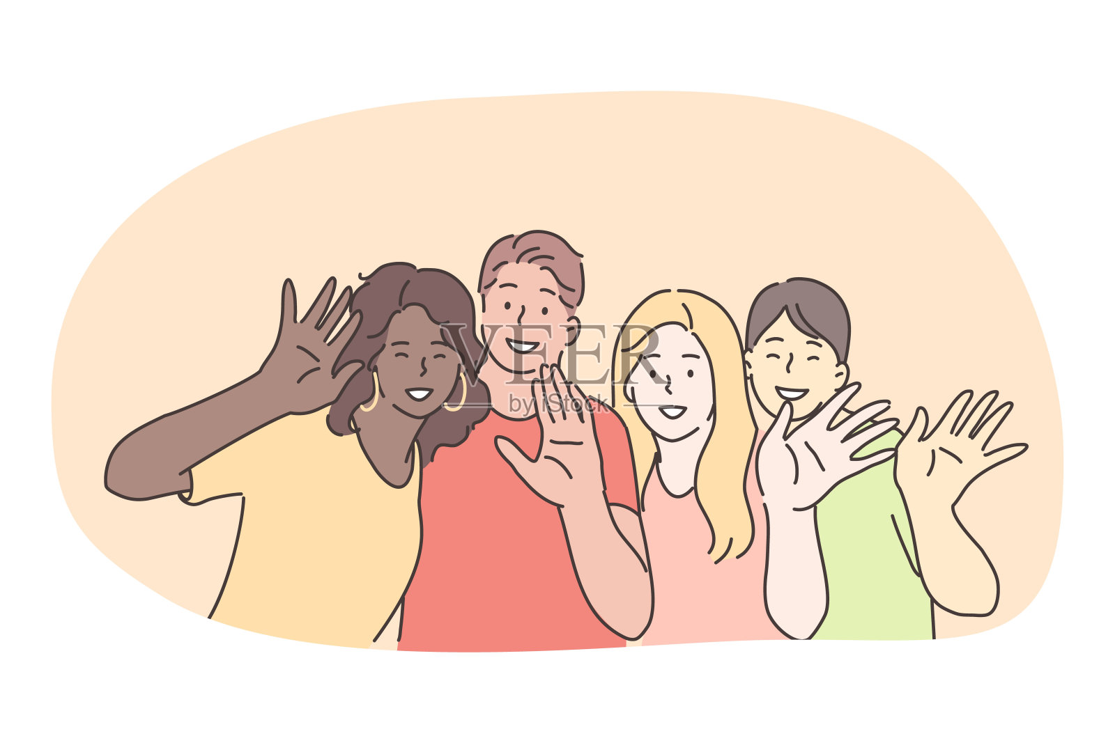 混血，多民族群体朋友，国际友谊理念插画图片素材