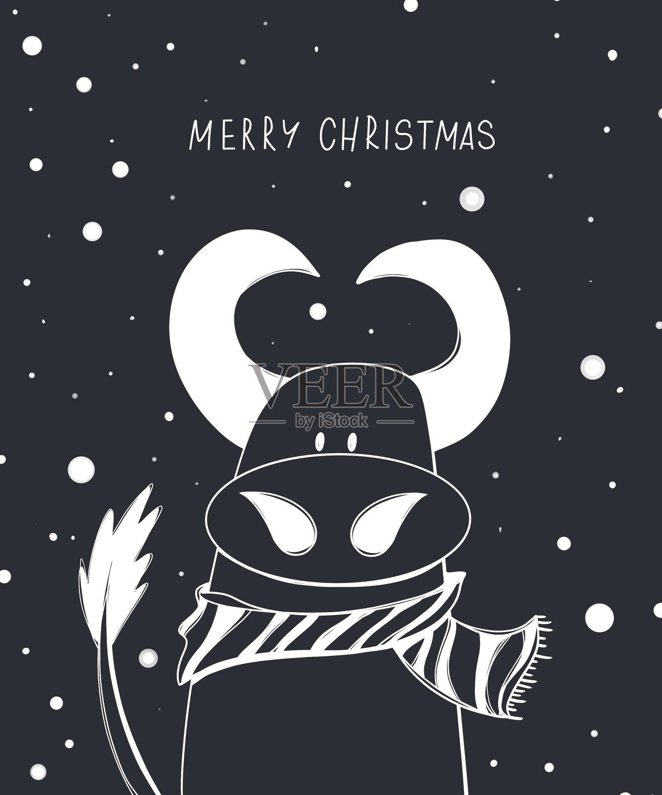 公牛、母牛和圣诞快乐铭文插画图片素材