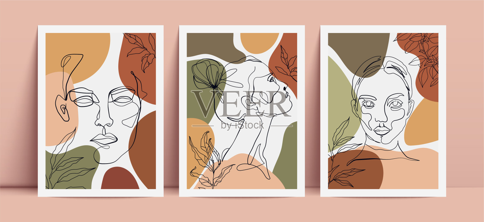 女人画线。抽象的女性肖像。矢量手绘插图。插画图片素材