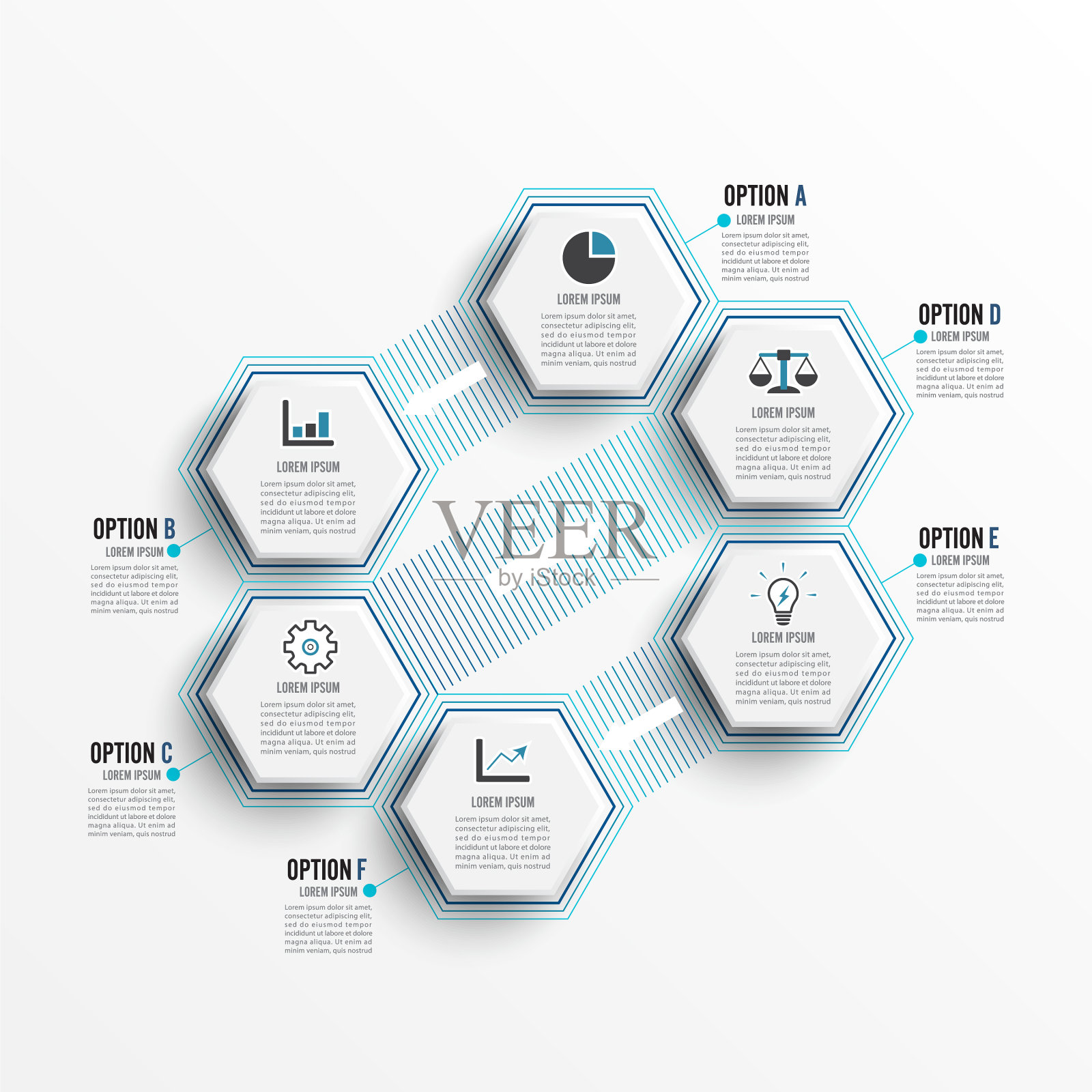 信息图6选项模板插画图片素材