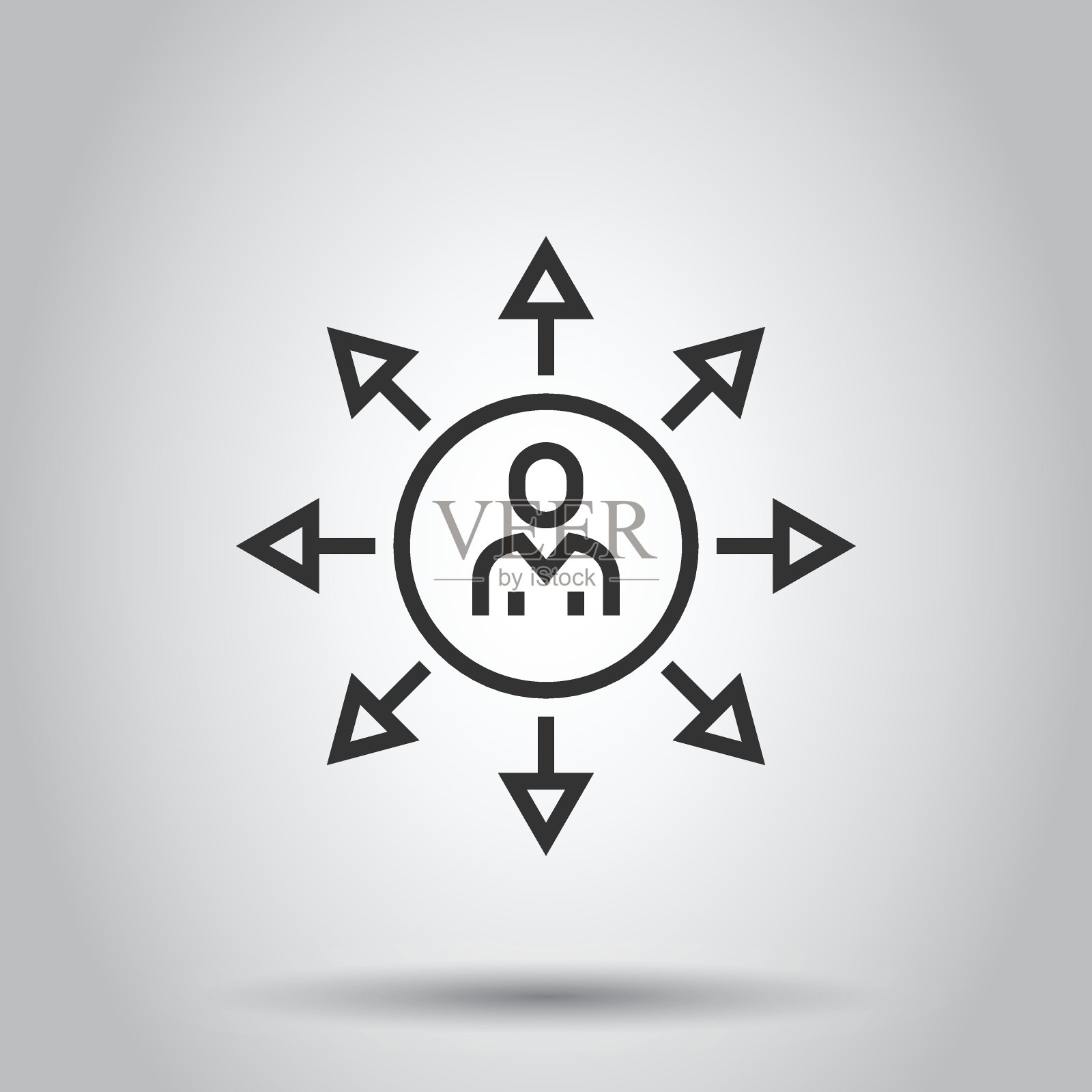 平面风格的意识图标。在白色孤立的背景上构思人体矢量插图。客户大脑经营理念。图标素材