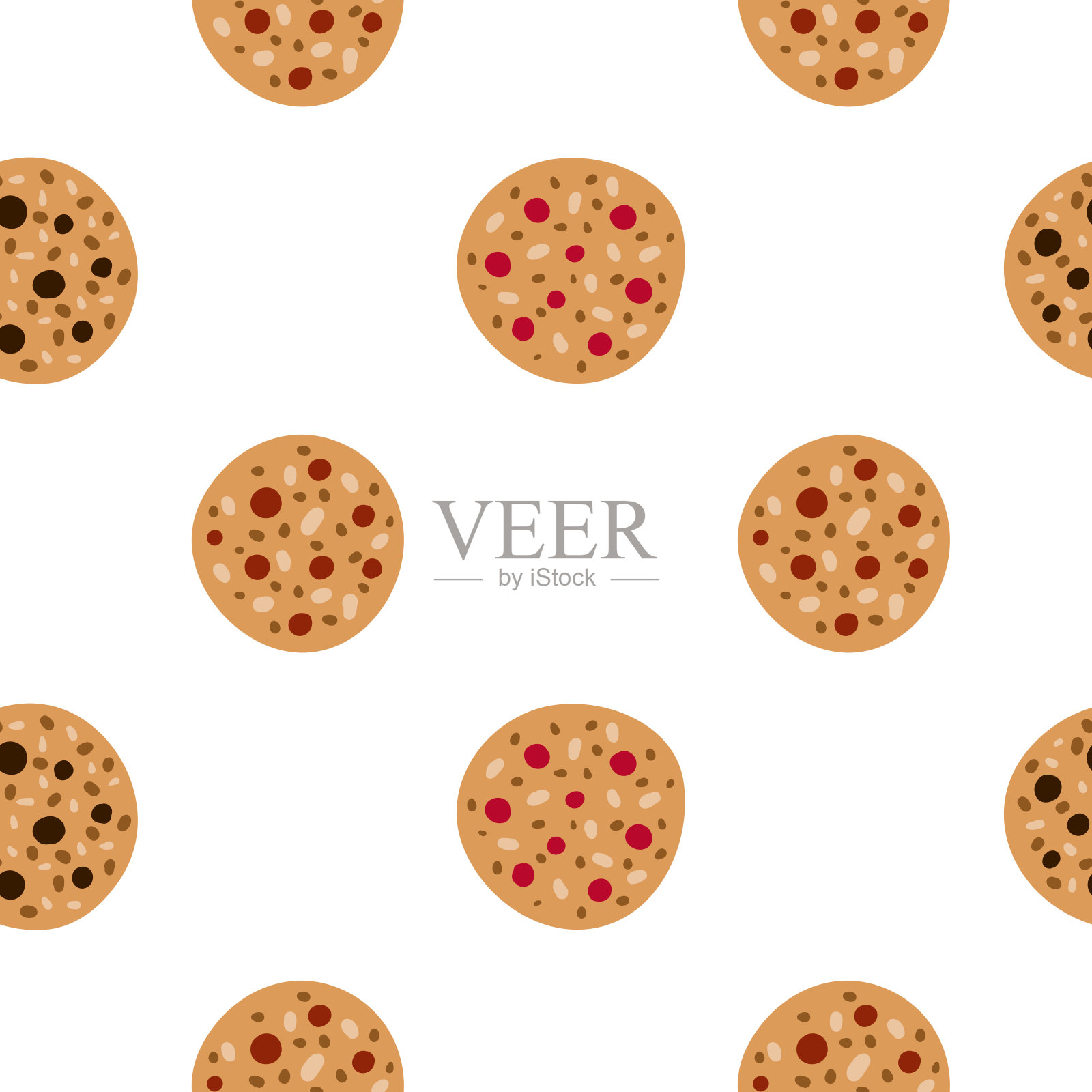 无缝图案的涂鸦格兰诺拉饼干。插画图片素材