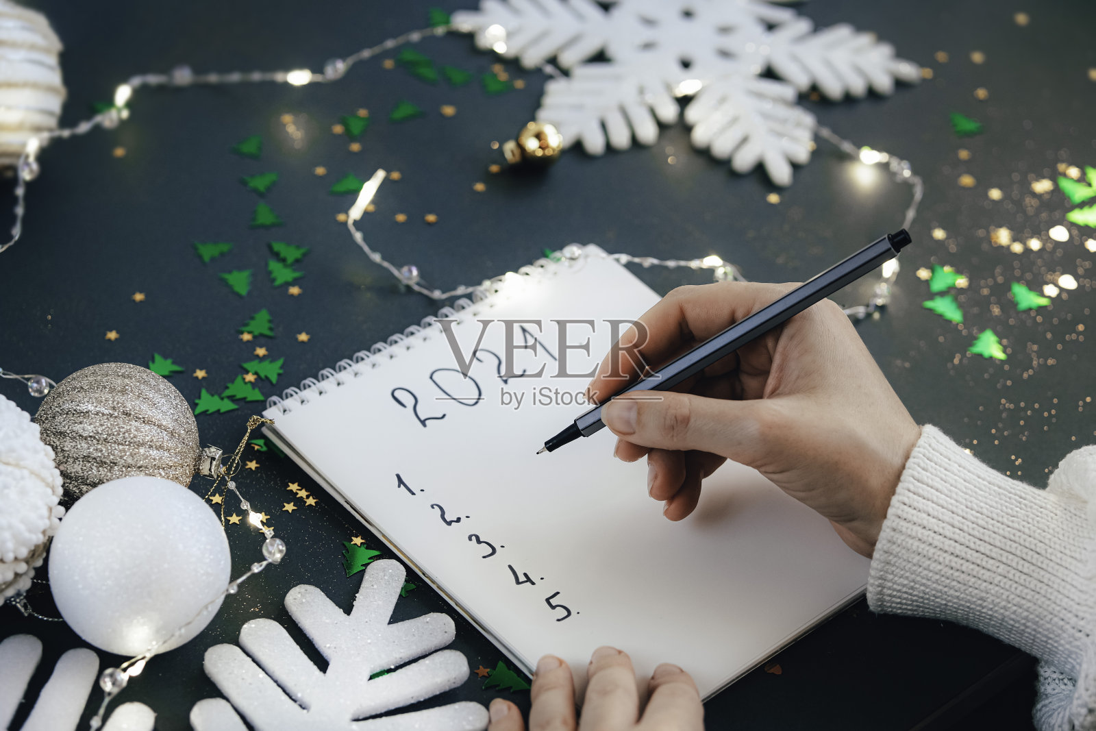 手写的2021年目标清单照片摄影图片