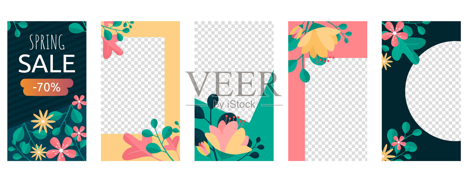 春花社交媒体故事status business插画图片素材