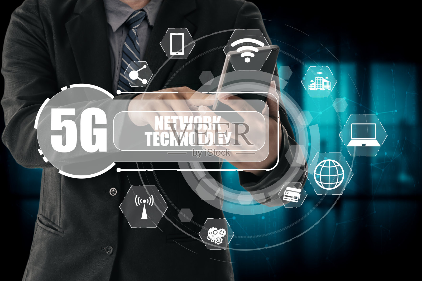 智慧城市的先进通信和全球互联网网络连接照片摄影图片