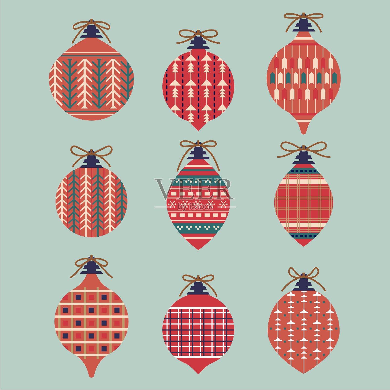 一套圣诞球装饰矢量插图插画图片素材