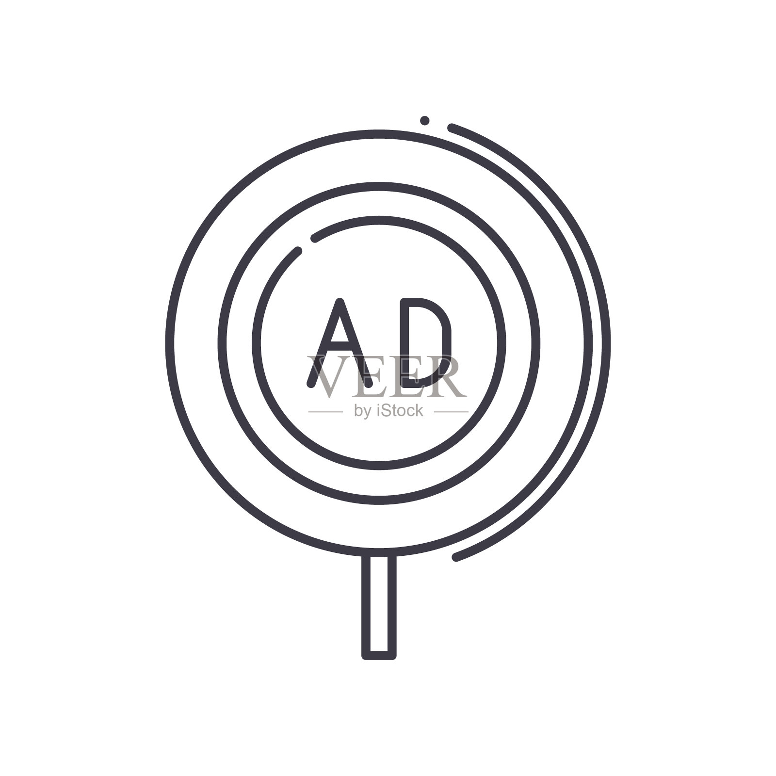 广告研究图标，线性孤立的插图，细线矢量，网页设计标志，轮廓概念符号与可编辑的笔画在白色的背景。插画图片素材