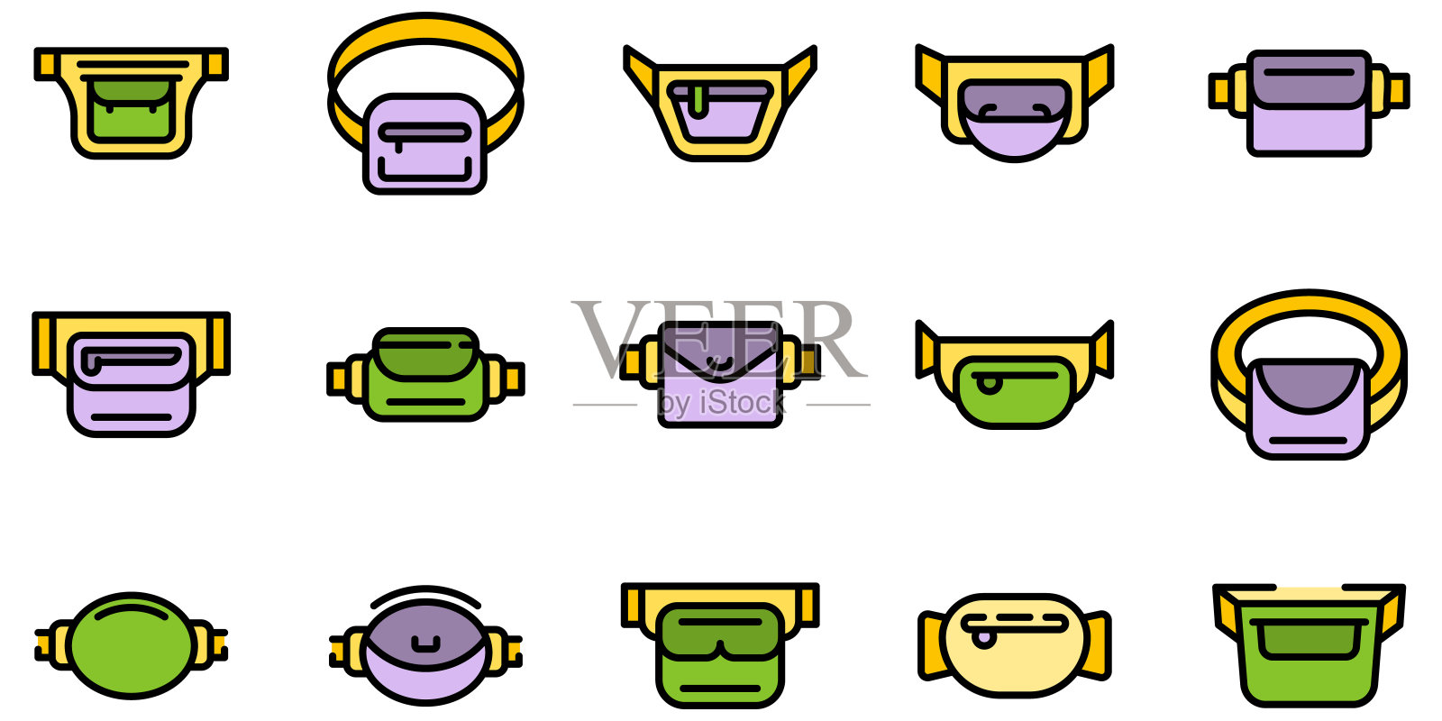 腰袋图标设置矢量平图标素材