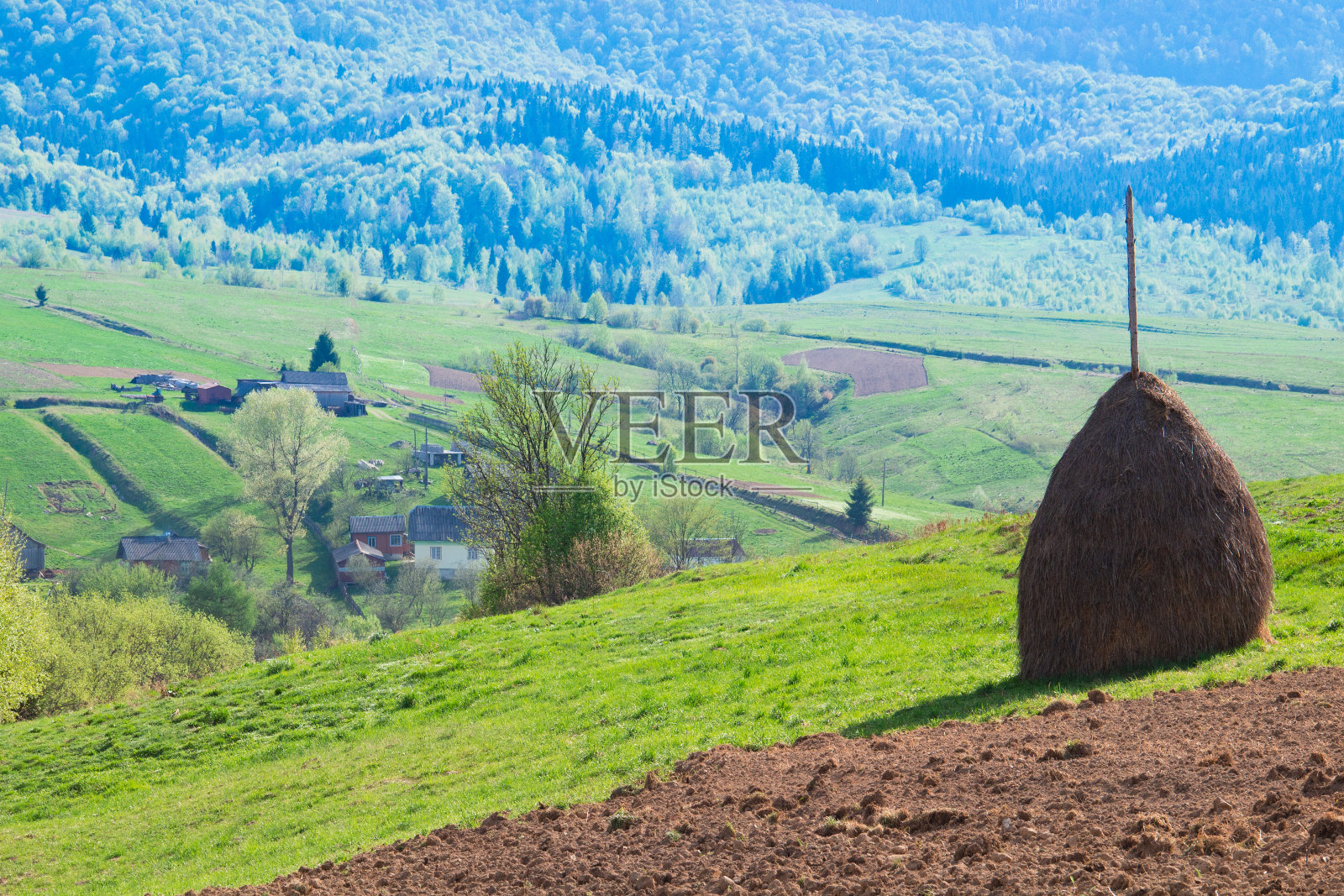 喀尔巴阡山脉的春天景观照片摄影图片