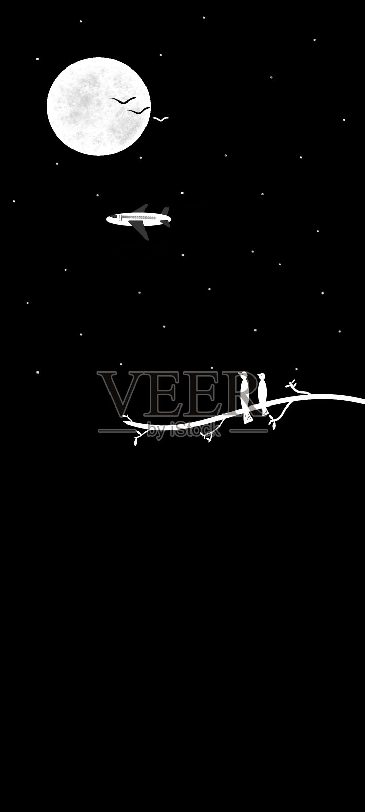 美丽的天空与满月之夜照片摄影图片