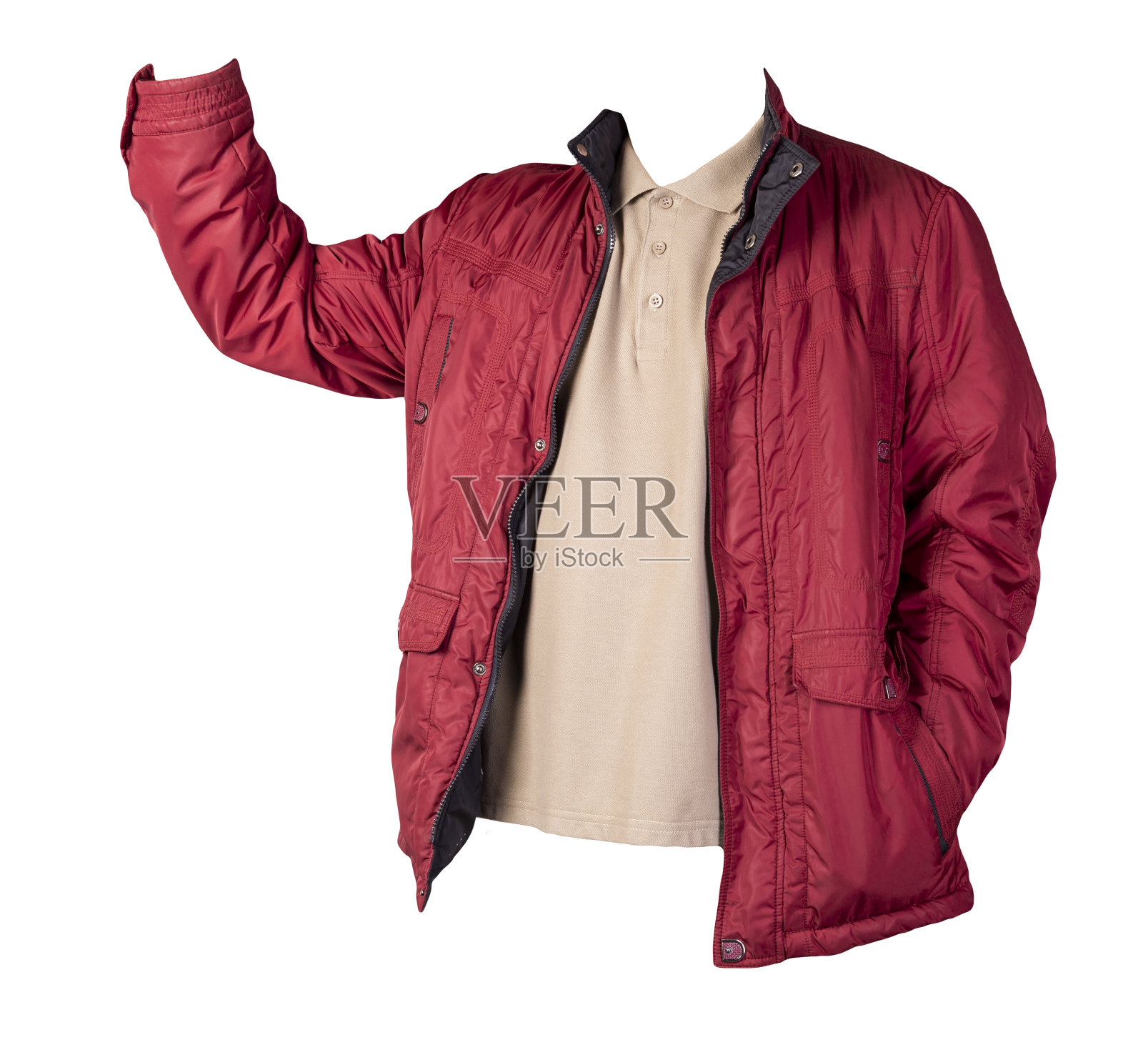 男子t恤和夹克孤立在白色背景。休闲装照片摄影图片