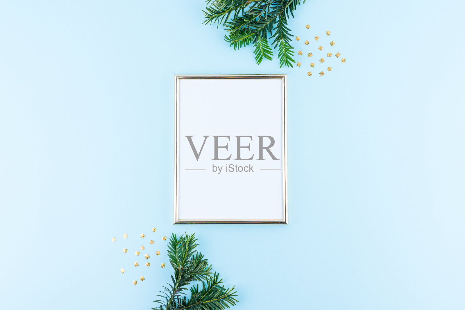 蓝色背景的相框照片摄影图片