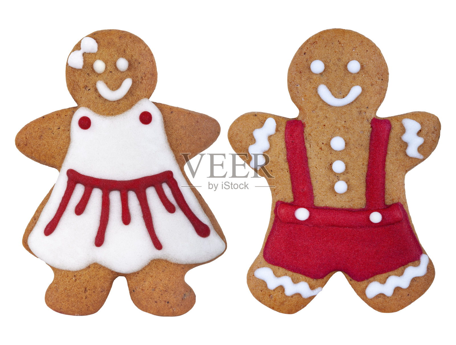 姜饼夫妇孤立在白色背景照片摄影图片