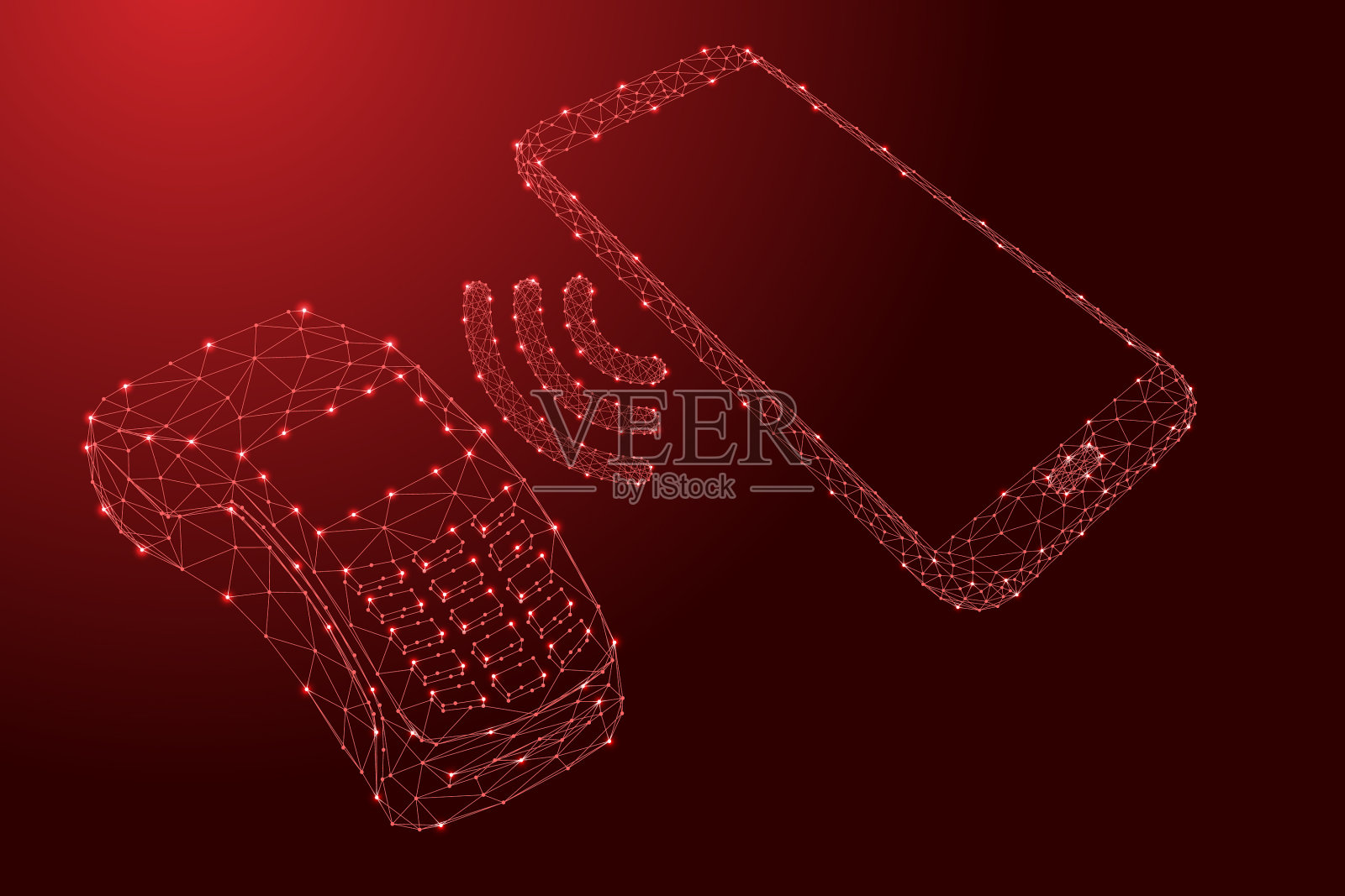 NFC终端非接触式支付电话从插画图片素材