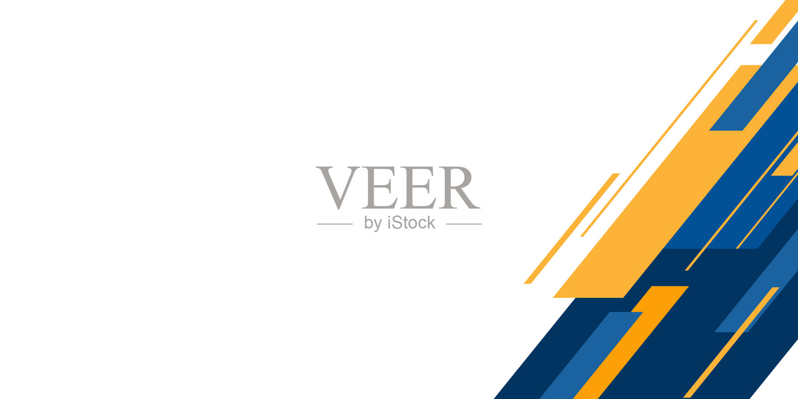 抽象的蓝色和黄色矩形线形装饰在白色的背景上，用于展示设计。现代商业抽象背景。矢量插图设计的展示，横幅，封面插画图片素材