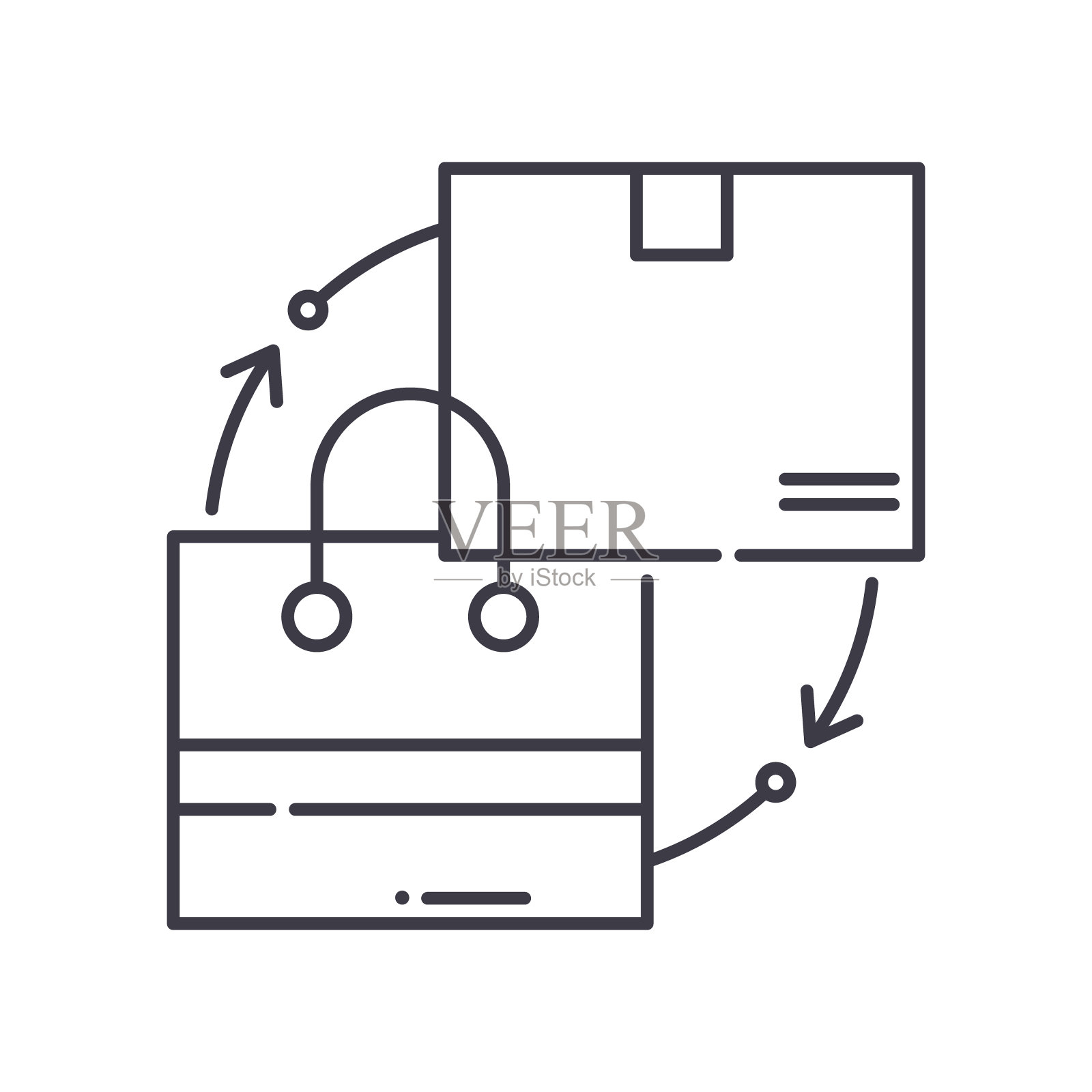 供应和需求图标，线性孤立的插图，细线矢量，网页设计标志，轮廓概念符号与可编辑的白色背景笔触。插画图片素材