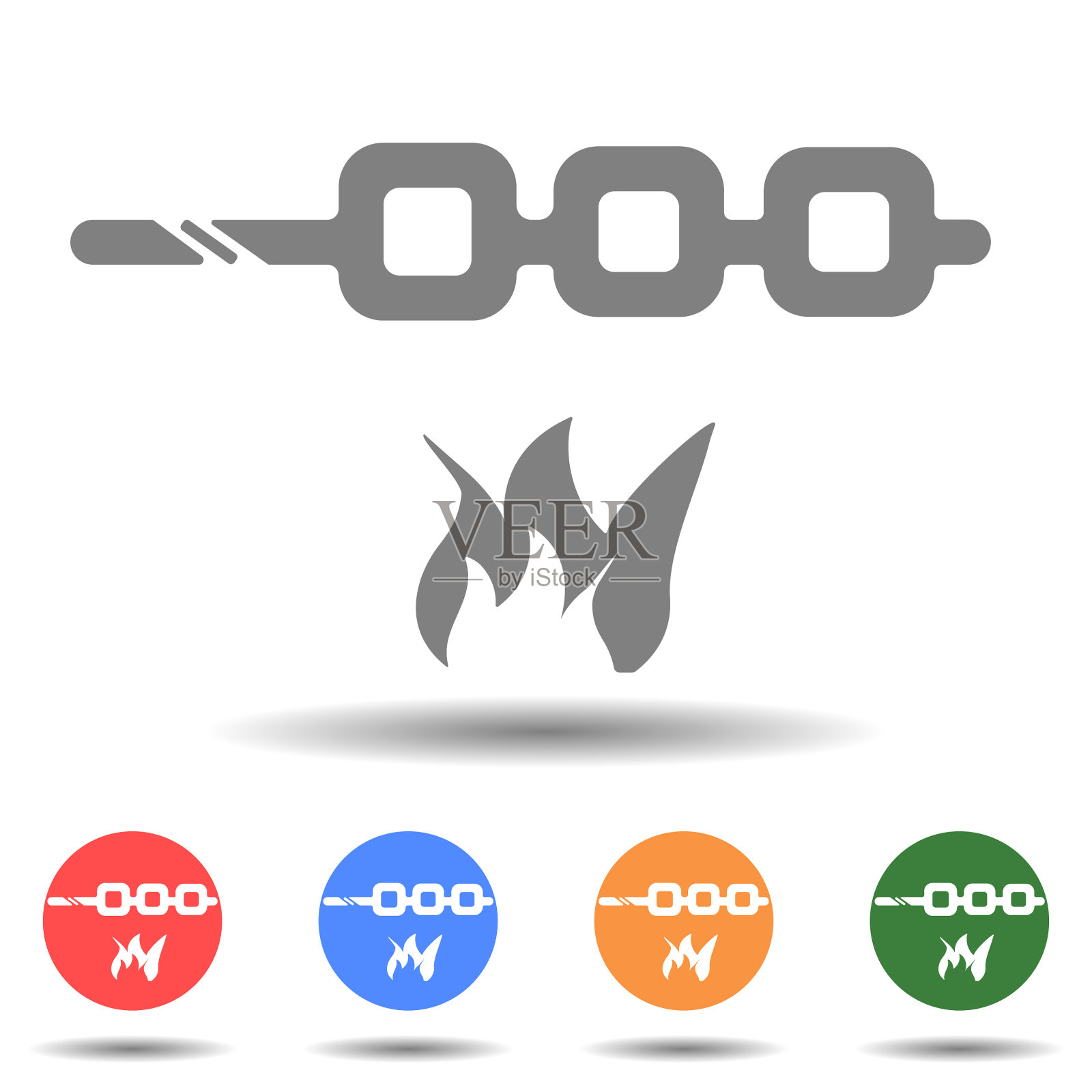 烤肉架与火标志向量插画图片素材