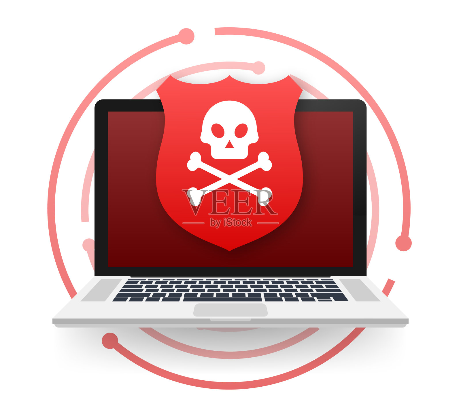 网络攻击。数据钓鱼与鱼钩，笔记本电脑，互联网安全。矢量股票插图。插画图片素材